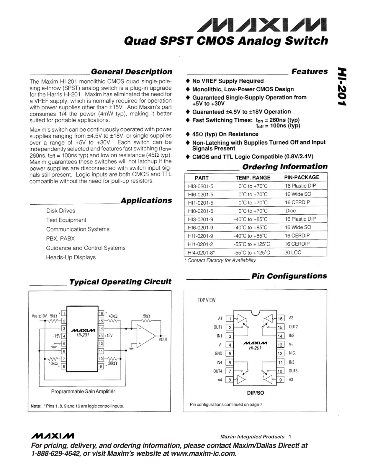 MAXIM hi-201 User Manual