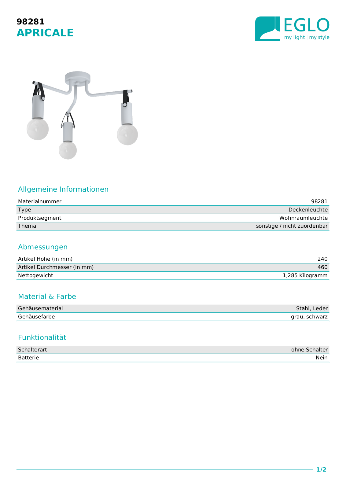 Eglo 98282 Service Manual