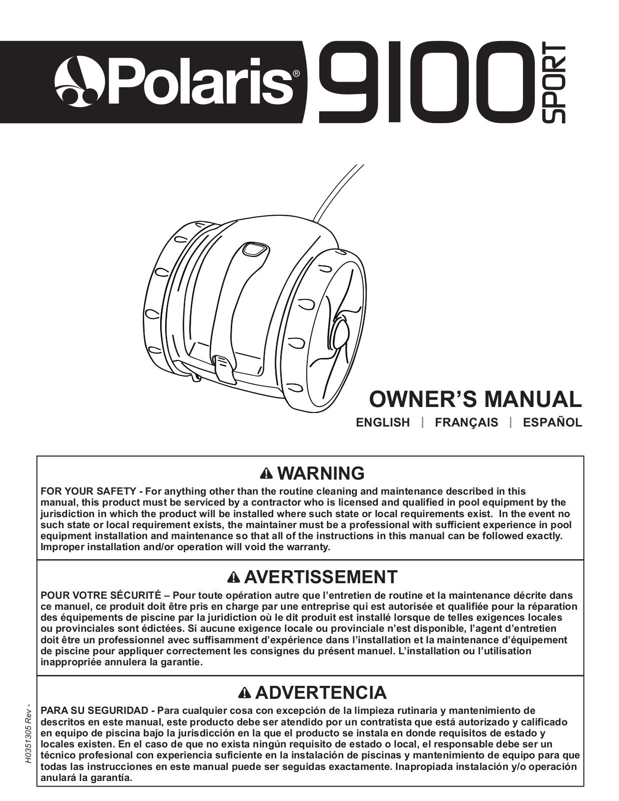 Polaris 9100 Sport Owner's Manual