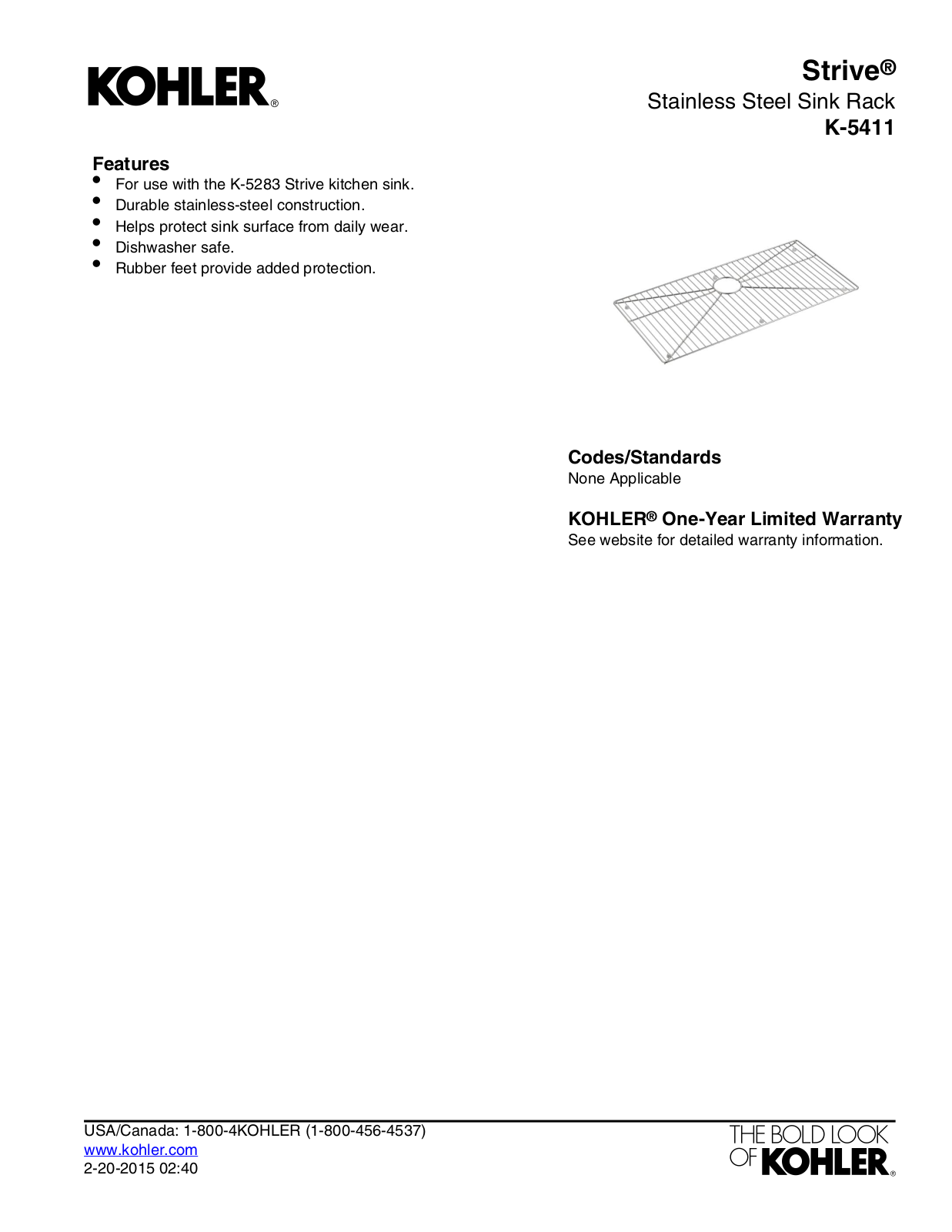 Kohler KOH20479 Specifications - ManualMachine.com