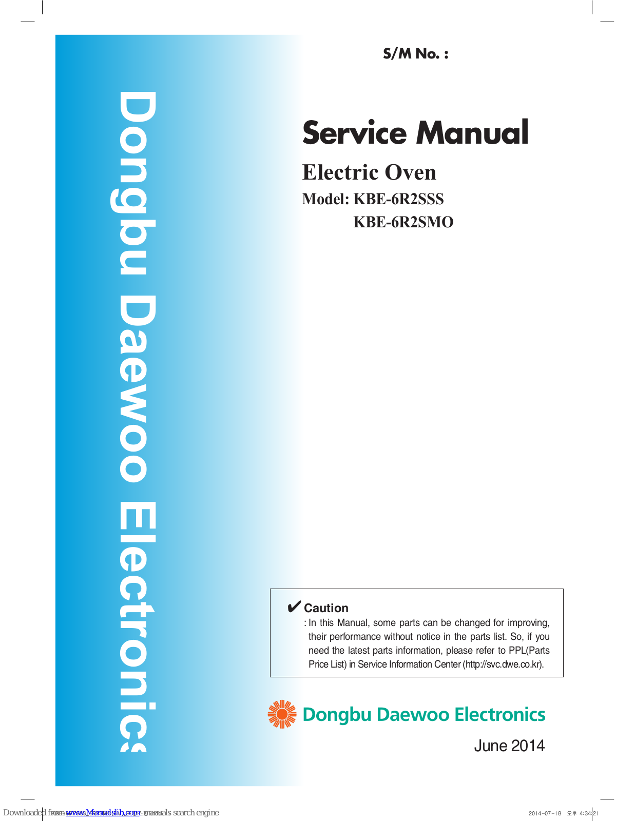 Daewoo KBE-6R2SSS, KBE-6R2SMO Service Manual