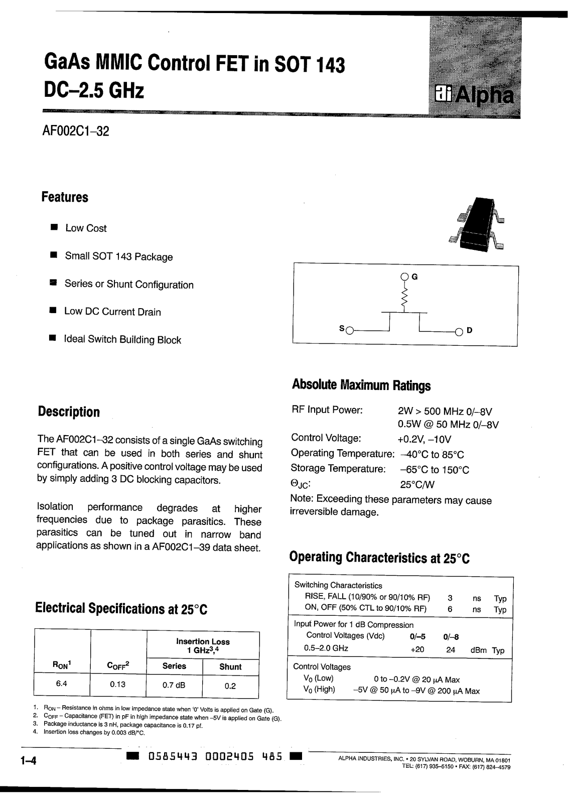 ALPHA AF002C4-32 Datasheet