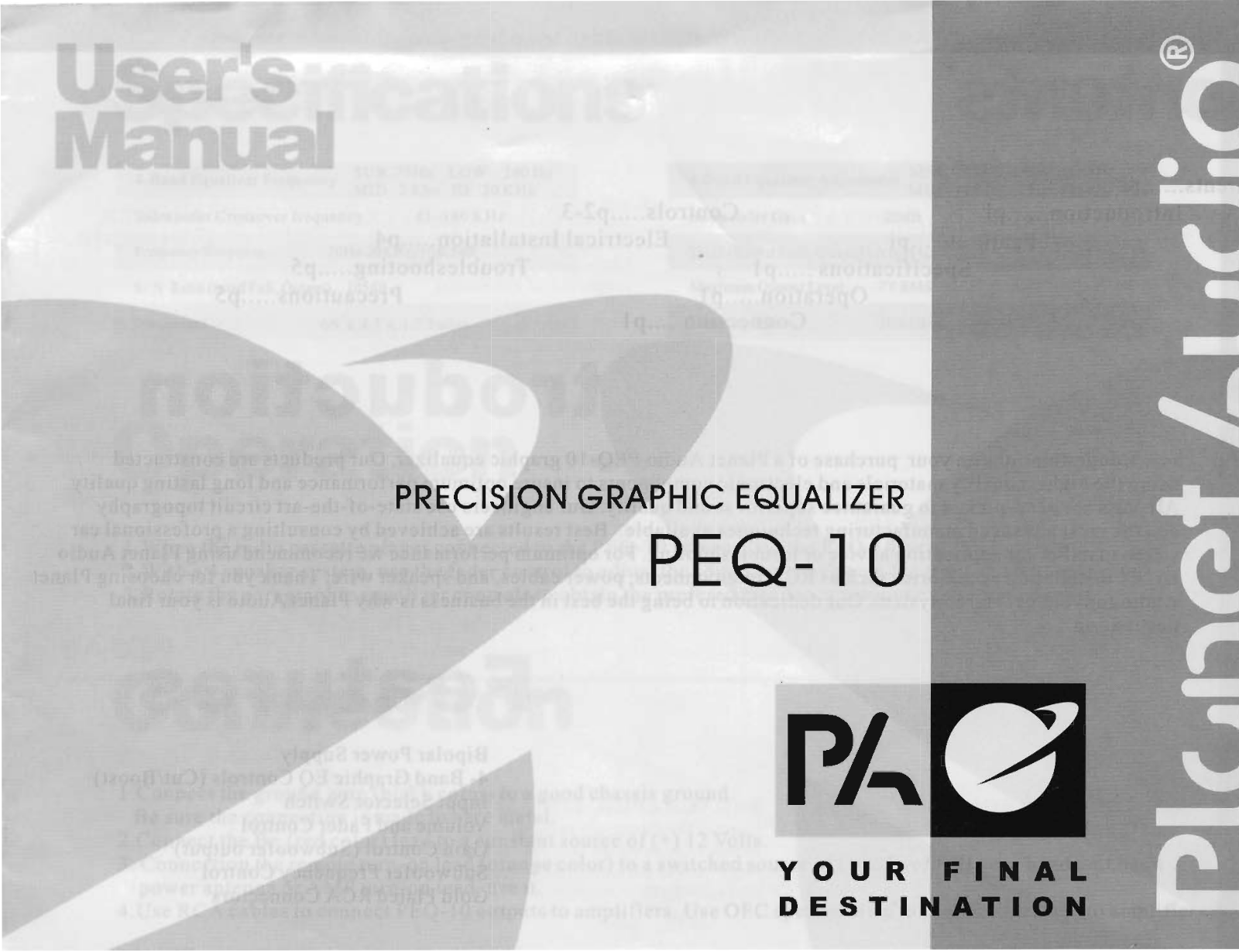 Planet Audio PEQ-10 Users Manual