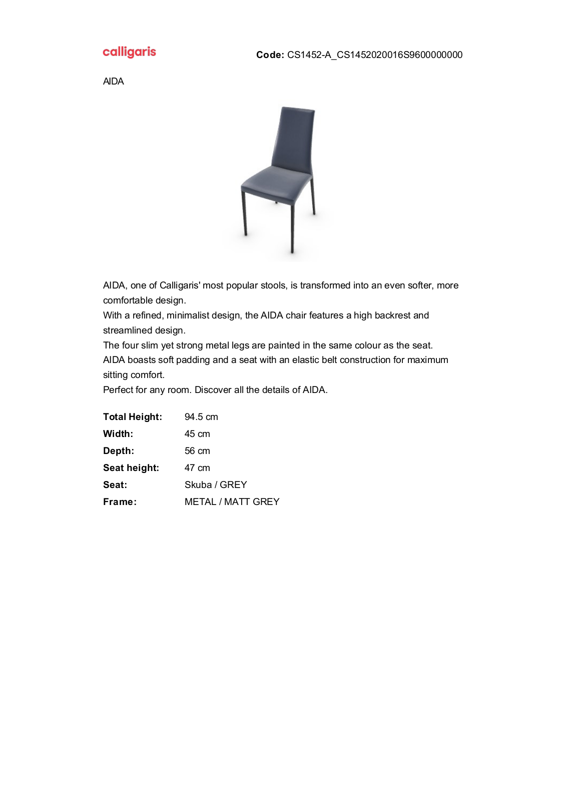Calligaris GN10023 Specifications - ManualMachine.com