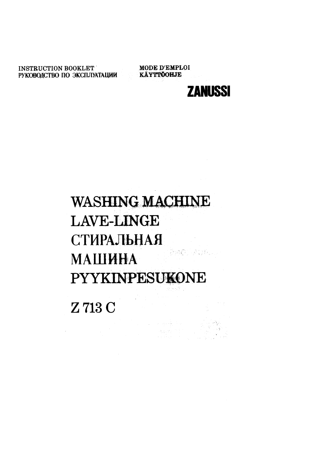 Zanussi Z713C User Manual