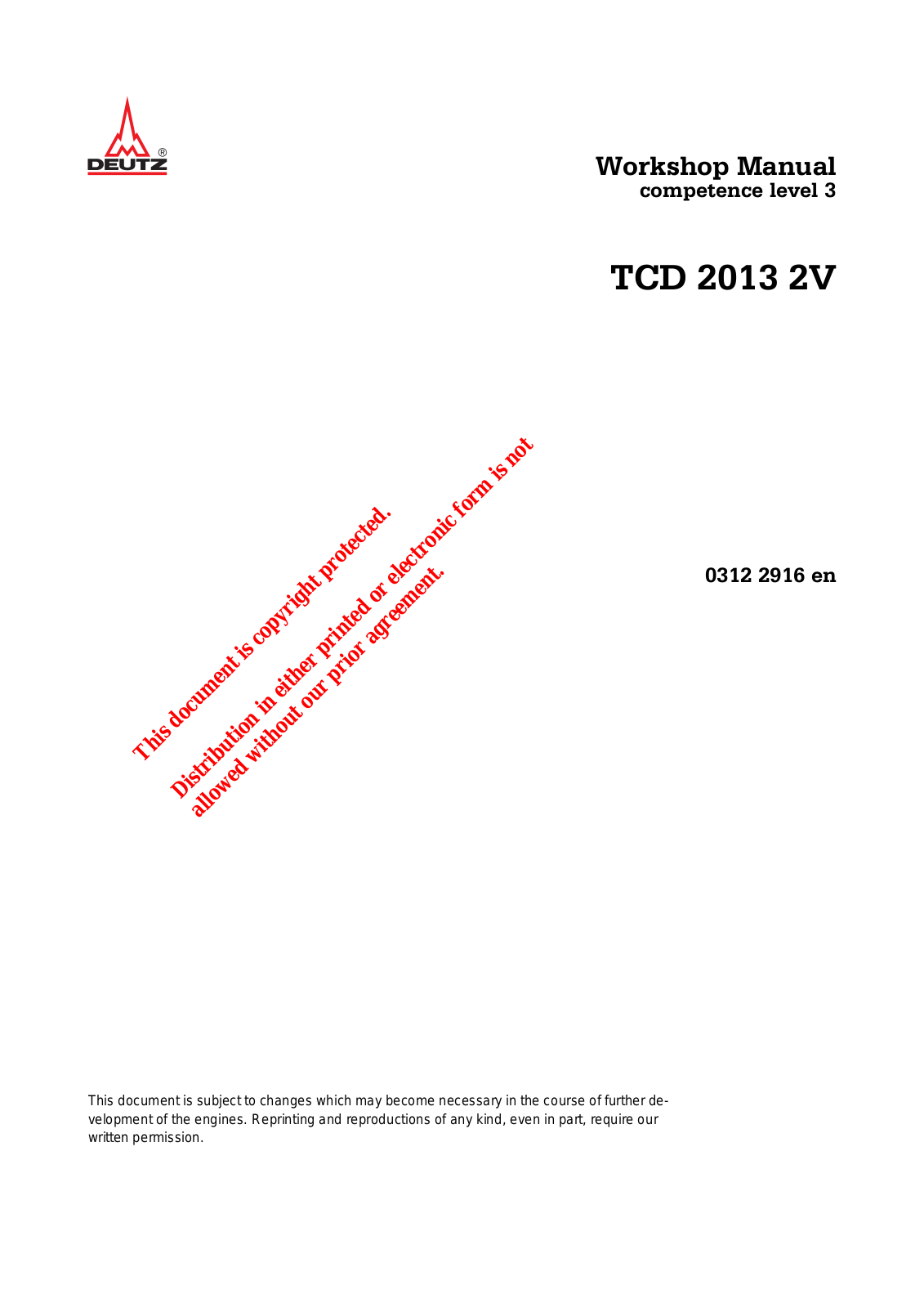 Deutz TCD 2013 2V Service Manual