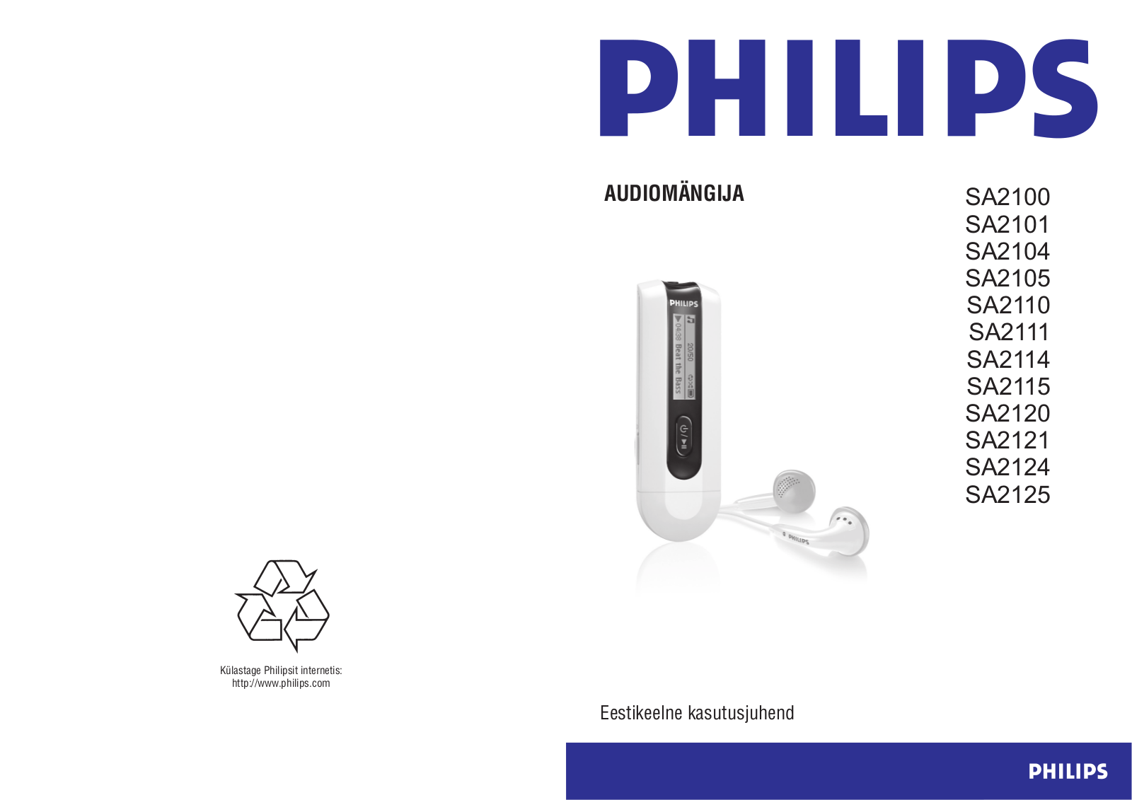 PHILIPS SA2115, SA2121, SA2114, SA2125, SA2120 User Manual