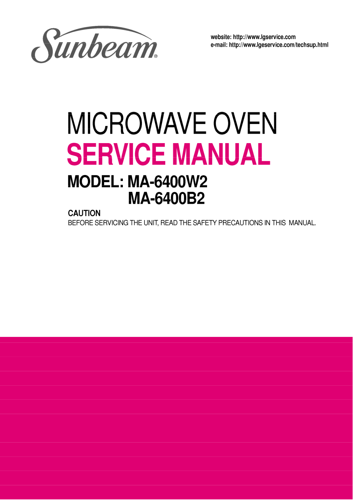 Sunbeam Ma-6400b2 Service Manual