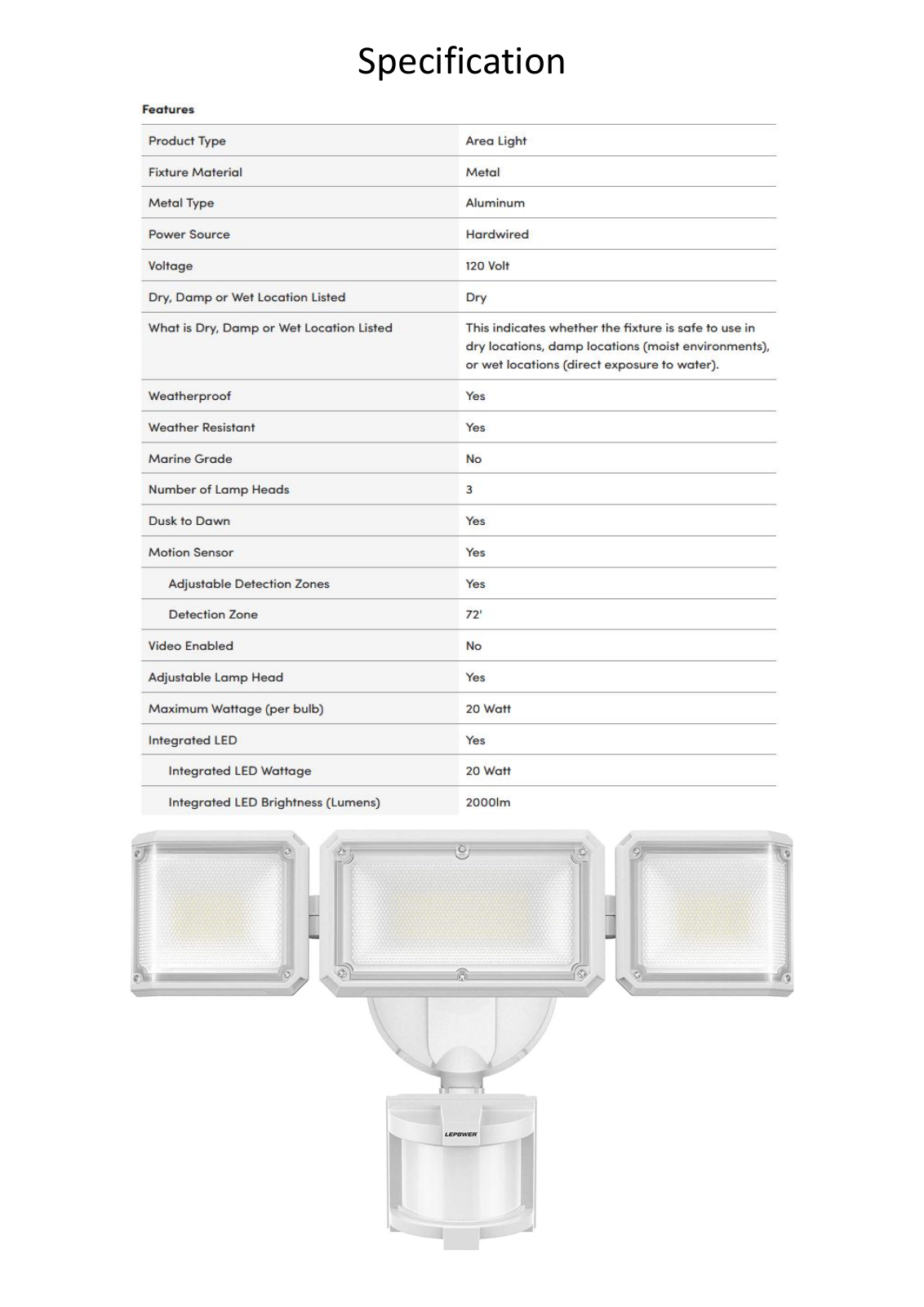 Tacoday TCOD1080 Specifications - ManualMachine.com