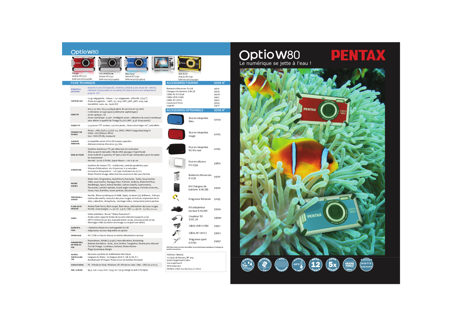 Pentax OPTIO W80 CATALOG