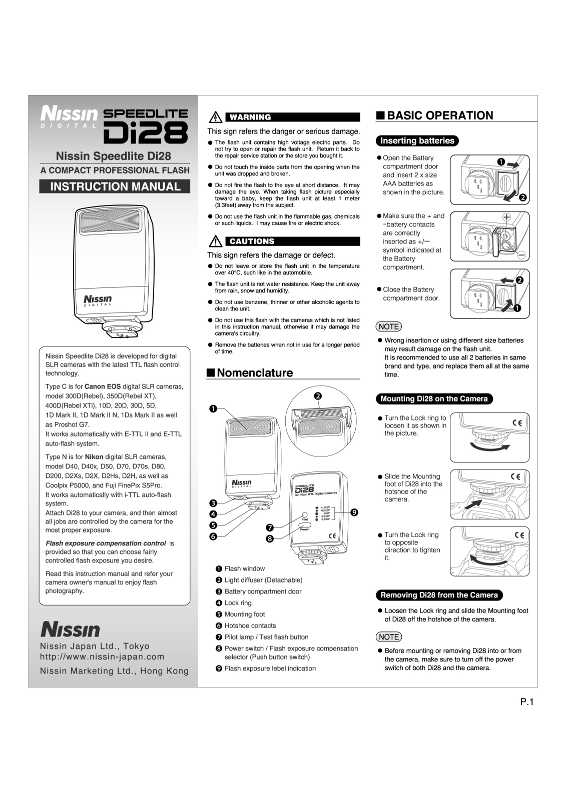 Nissin Di28 User Manual