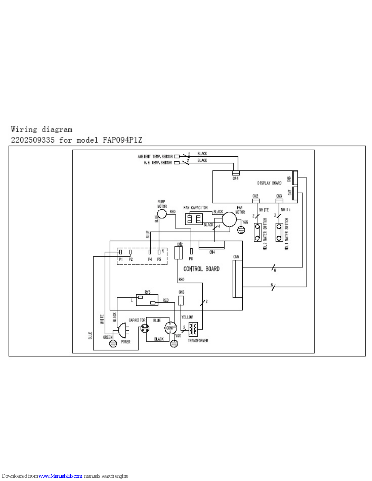 Frigidaire FAP094P1Z3, FAP094P1Z Wiring Diagram