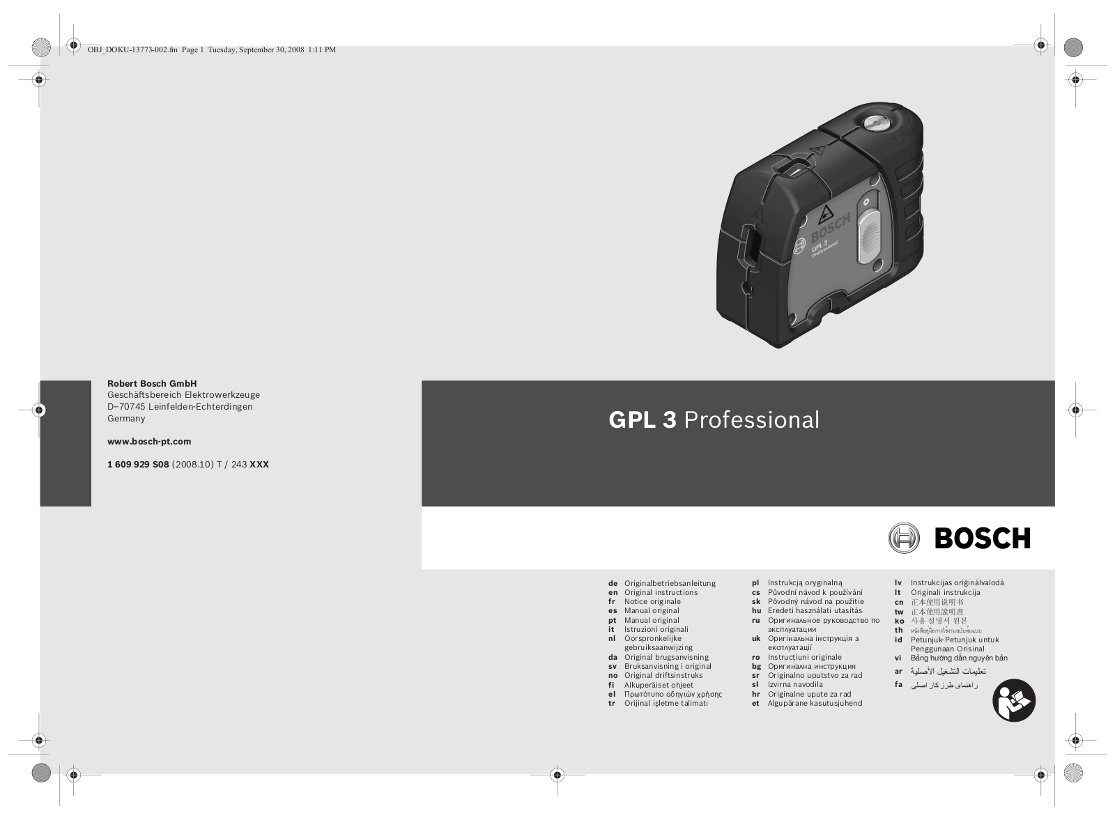 Bosch GPL 3 Professional User guide