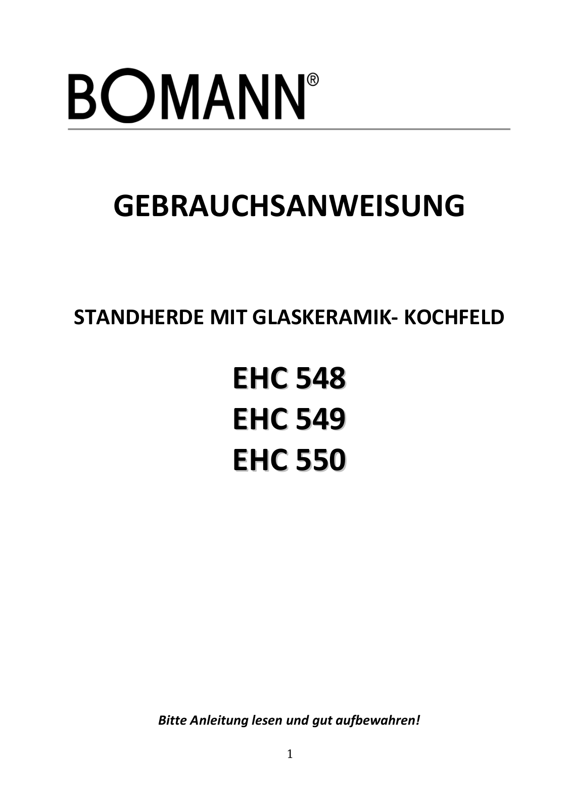 Bomann EHC 550, EHC 548, EHC 549 User Manual