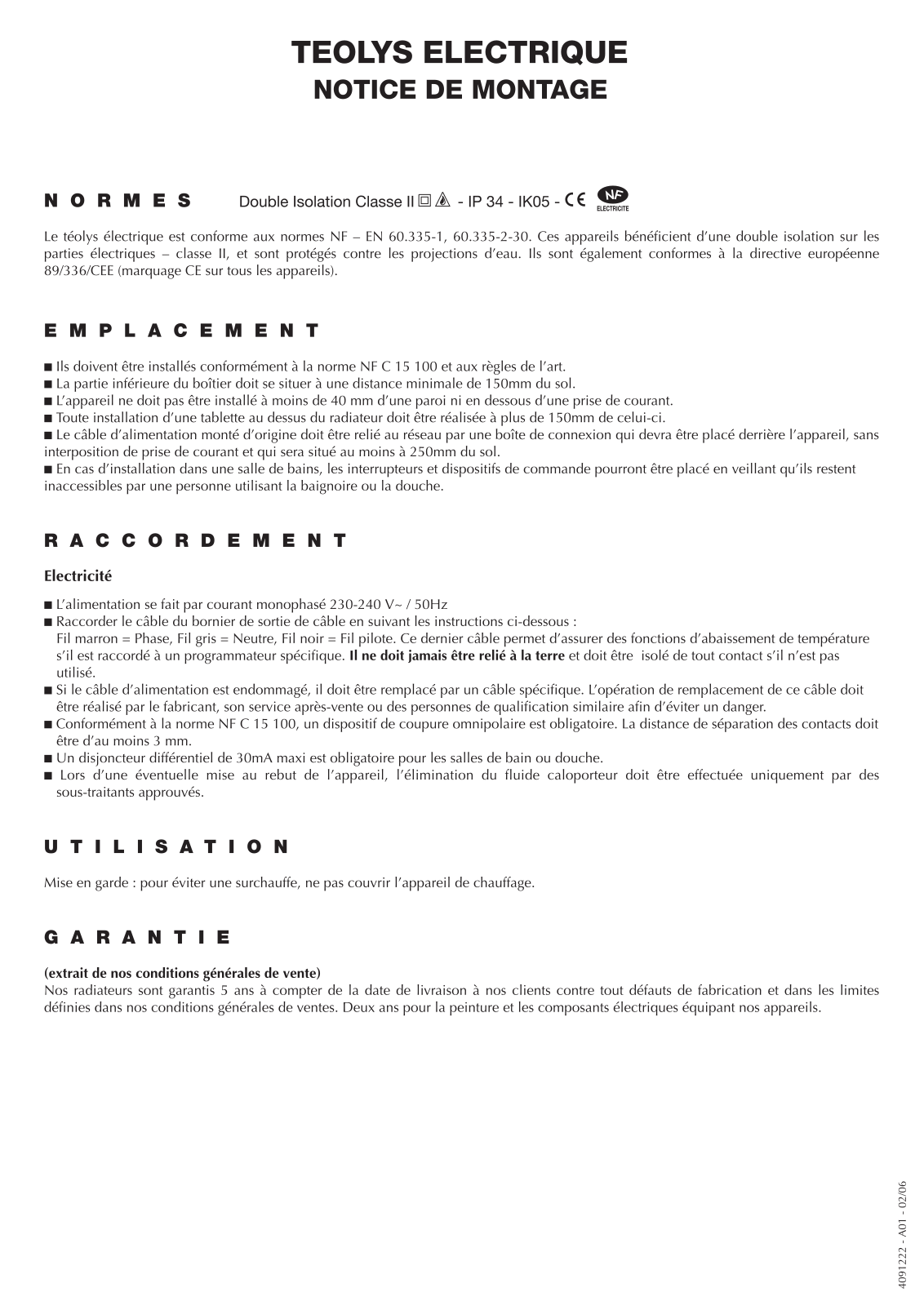 FINIMETAL TEOLYS ELECTRIQUE User Manual