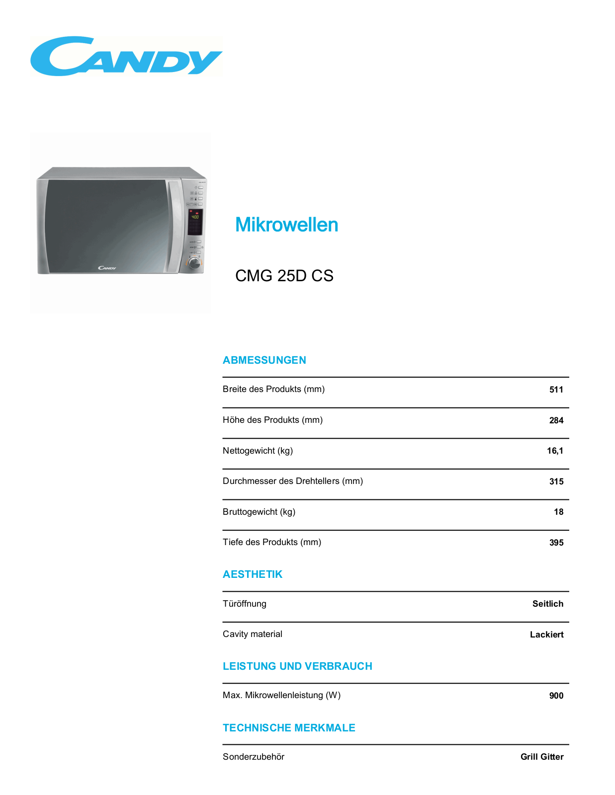 Candy CMG25DCS User Manual