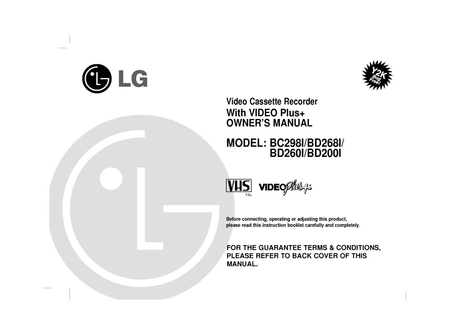 LG BC298I, BD268I Manual