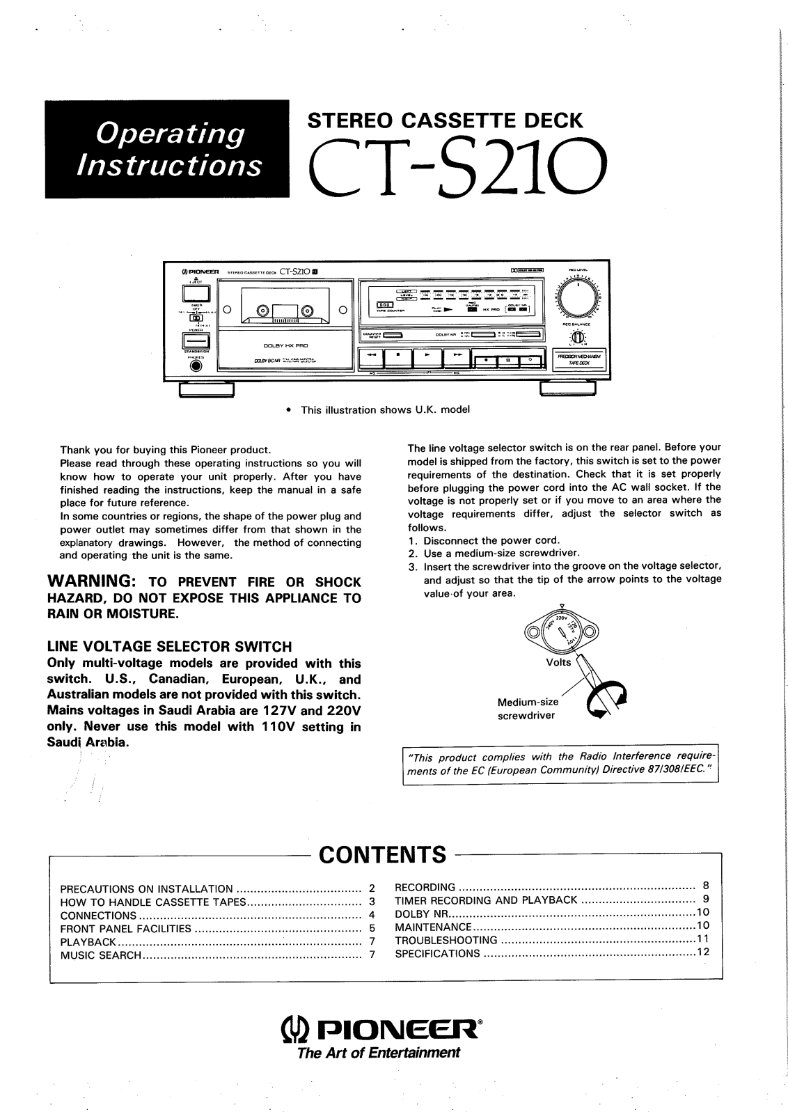 Pioneer CTS-210 Owners manual