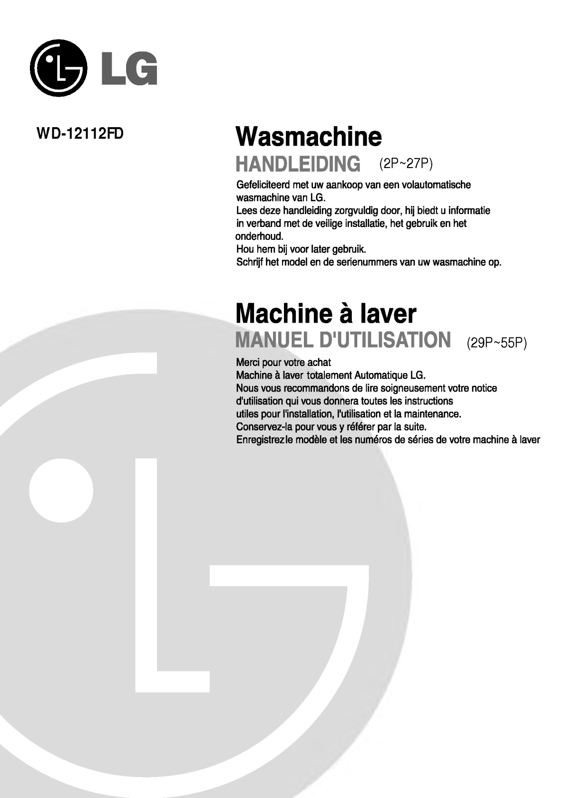 LG WD-16111FDB, WD-12111FDB User Manual