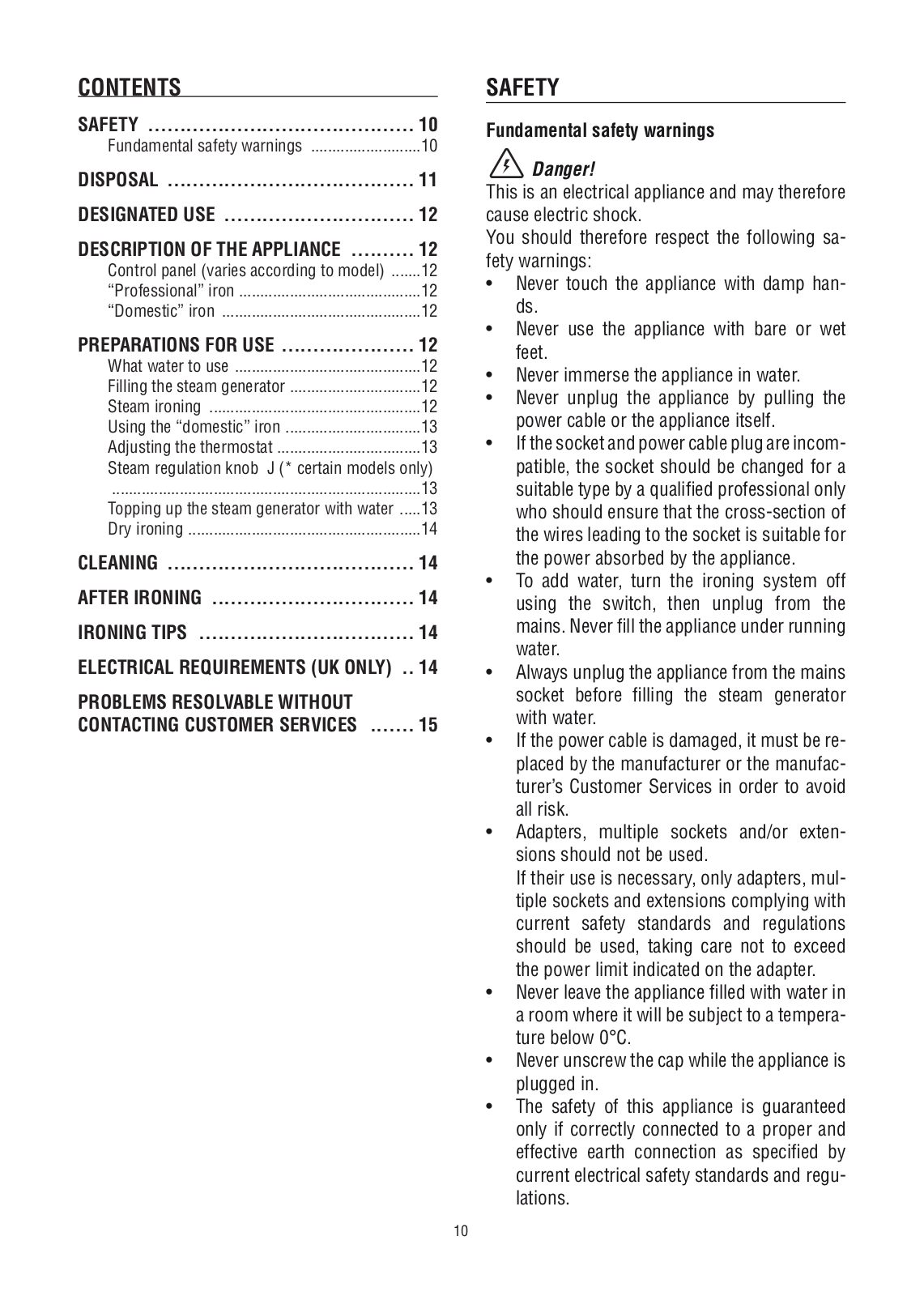 Delonghi PRO 1460, VVX 1460, PRO 1440, VVX 1440, VVX 1420 Instructions Manual