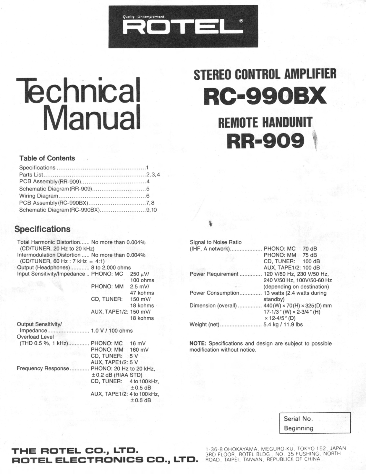 Rotel RC-990-BX Service manual