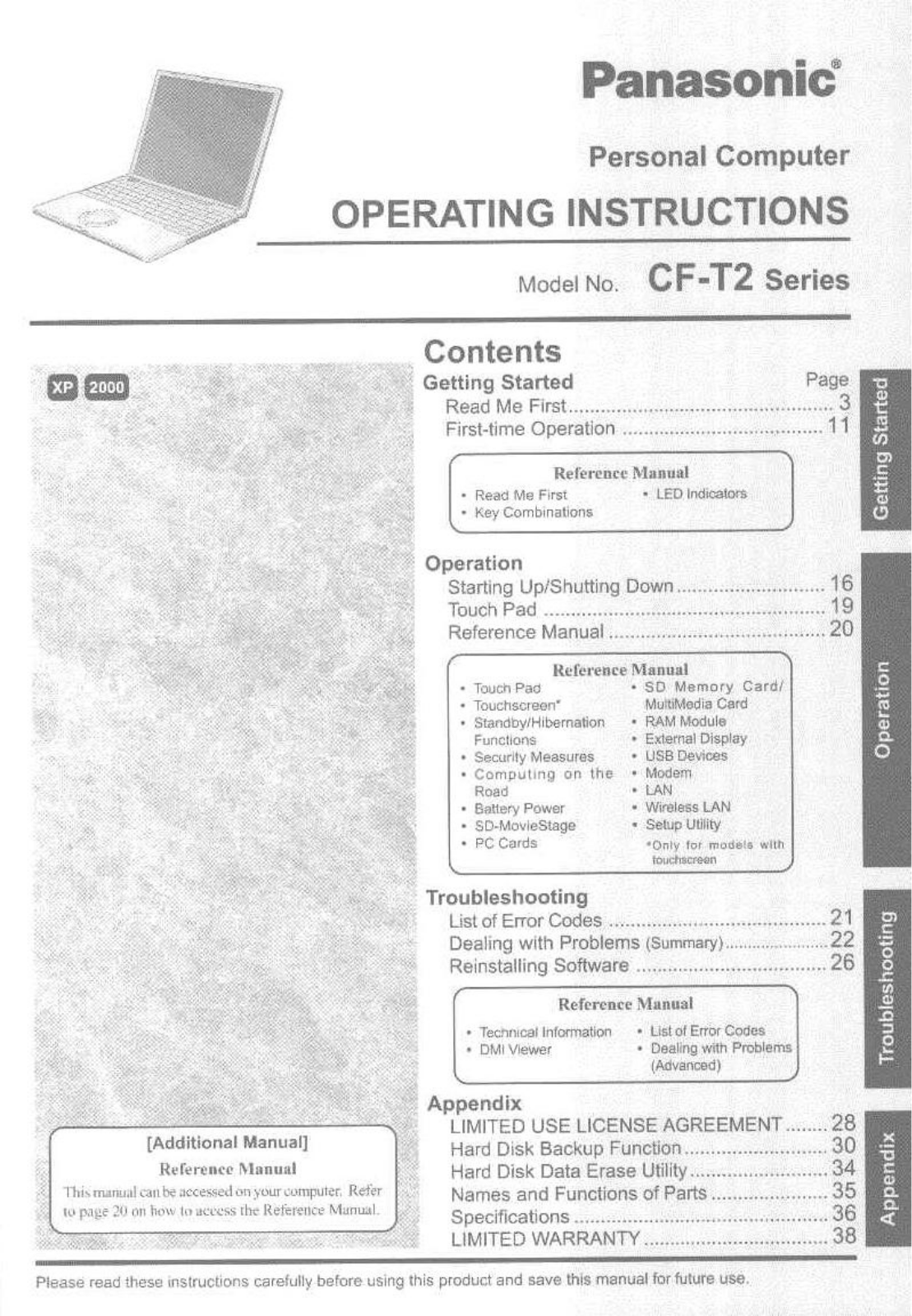 Panasonic CF-T2AWAZZDM User Manual