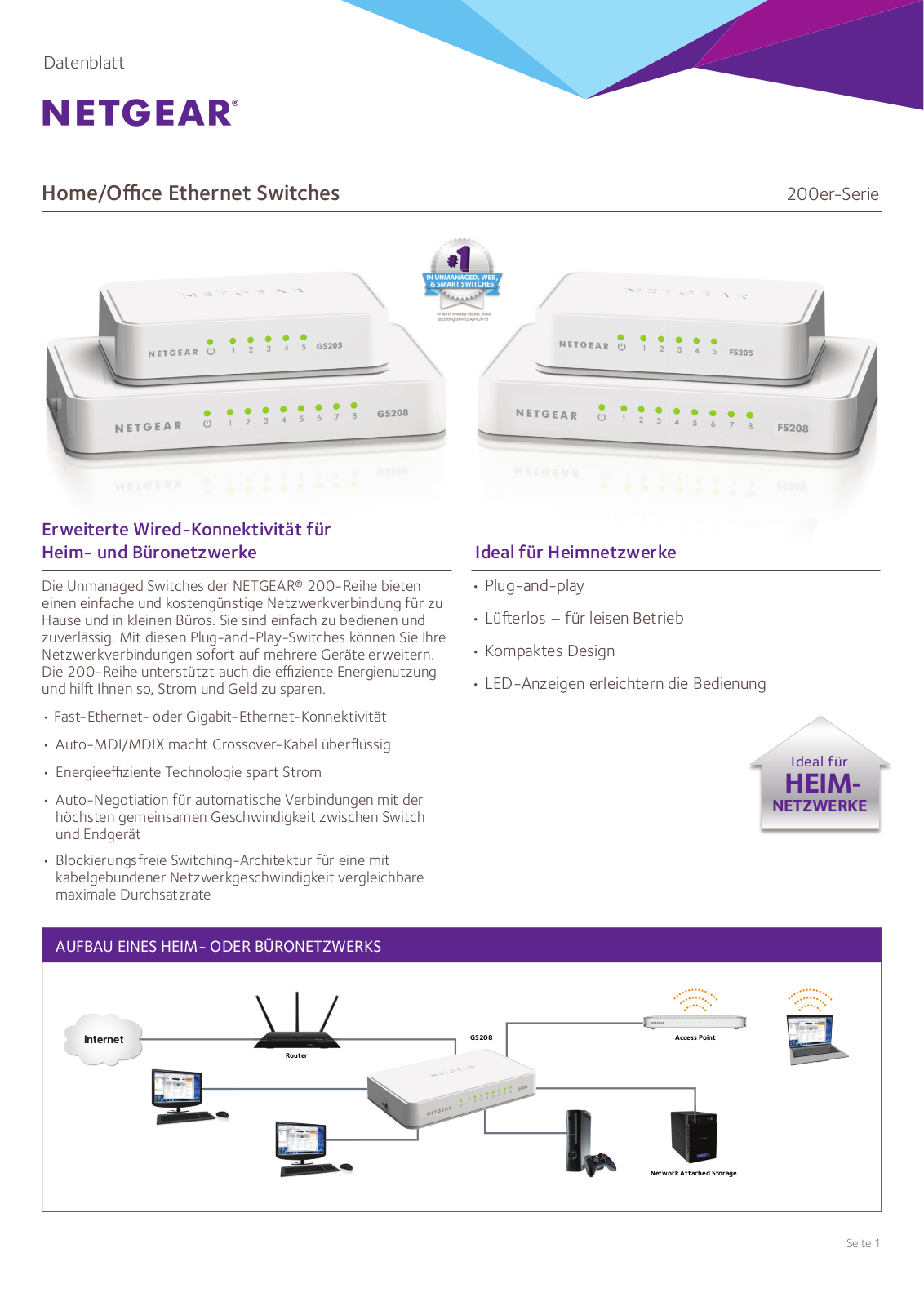 NETGEAR FS205, FS208, GS205 Technical data