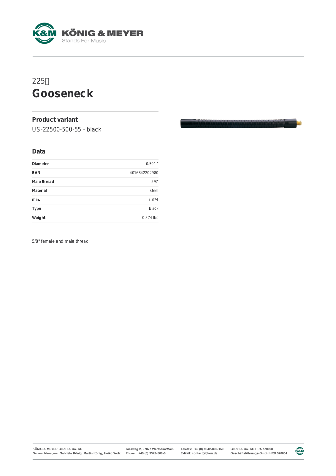 K&M 225 Data Sheet