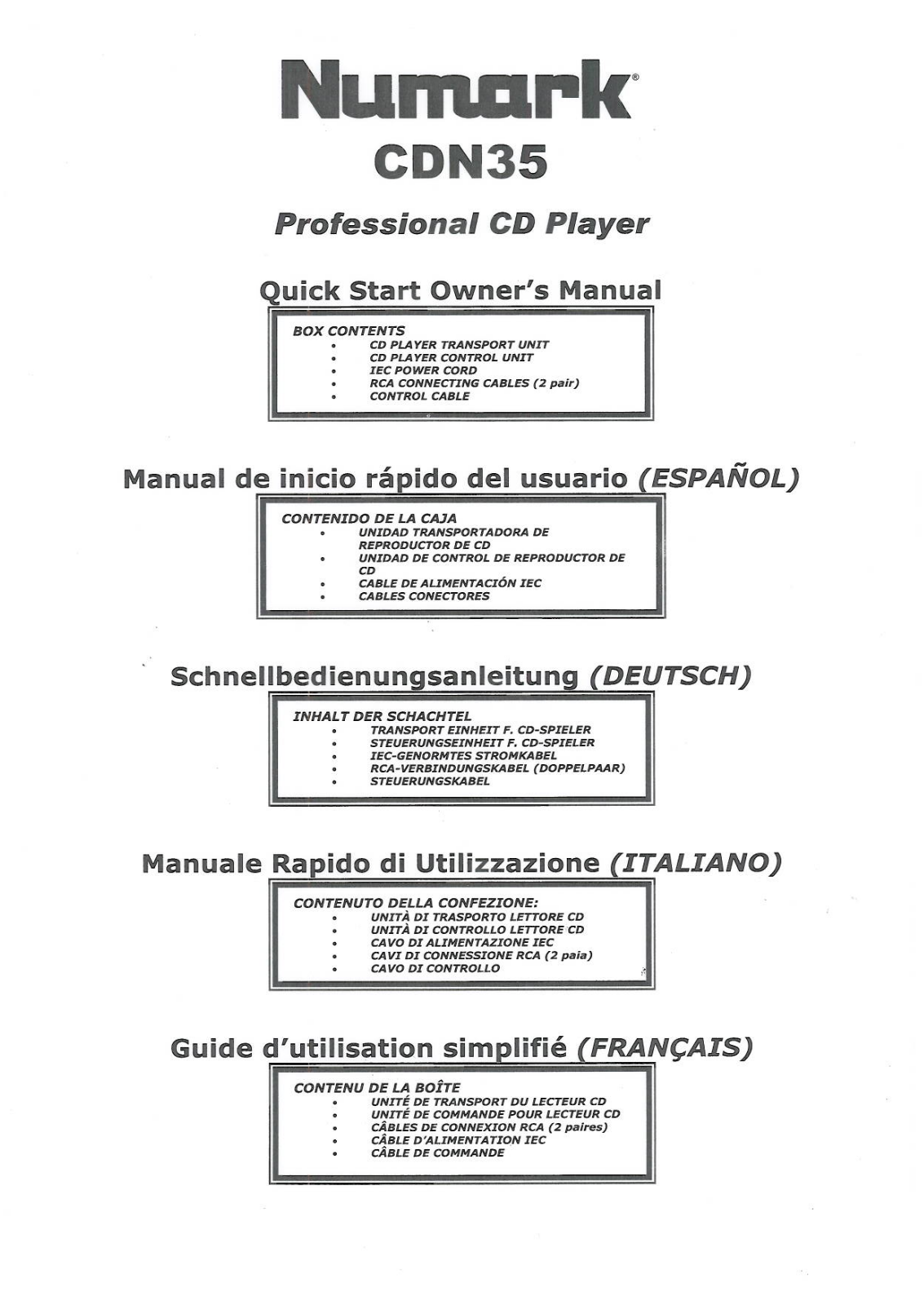 NUMARK CDN35 User Manual