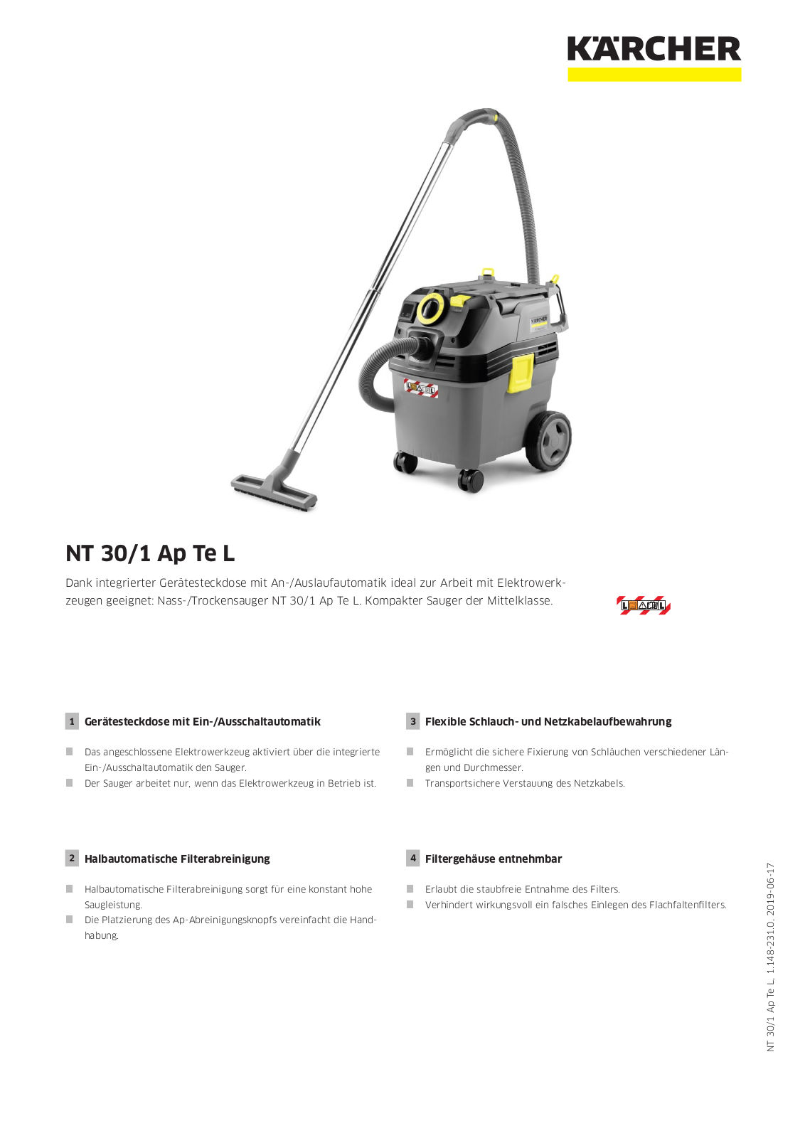 Kärcher NT 30-1 Ap Te L User Manual