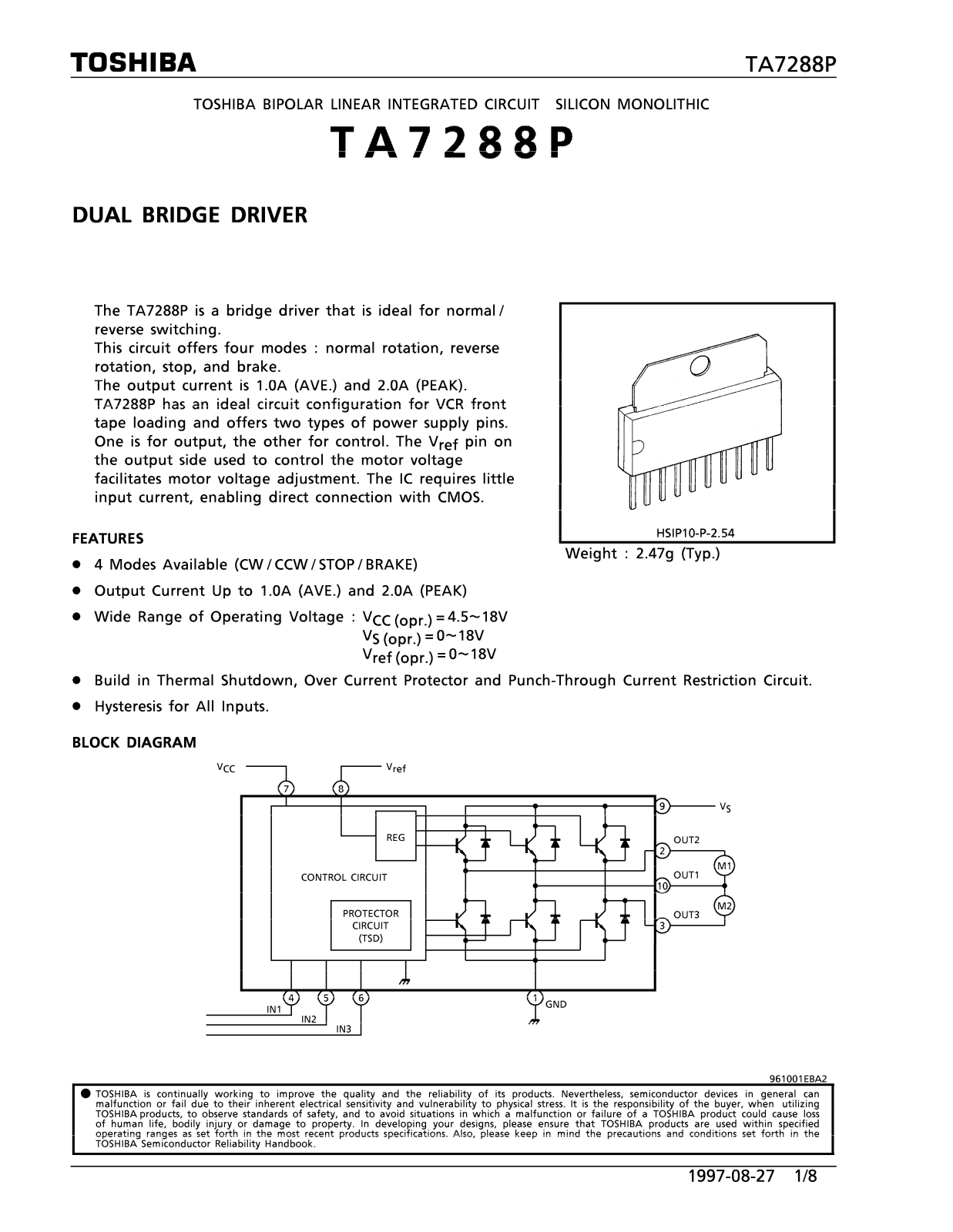 Toshiba TA7288P Datasheet