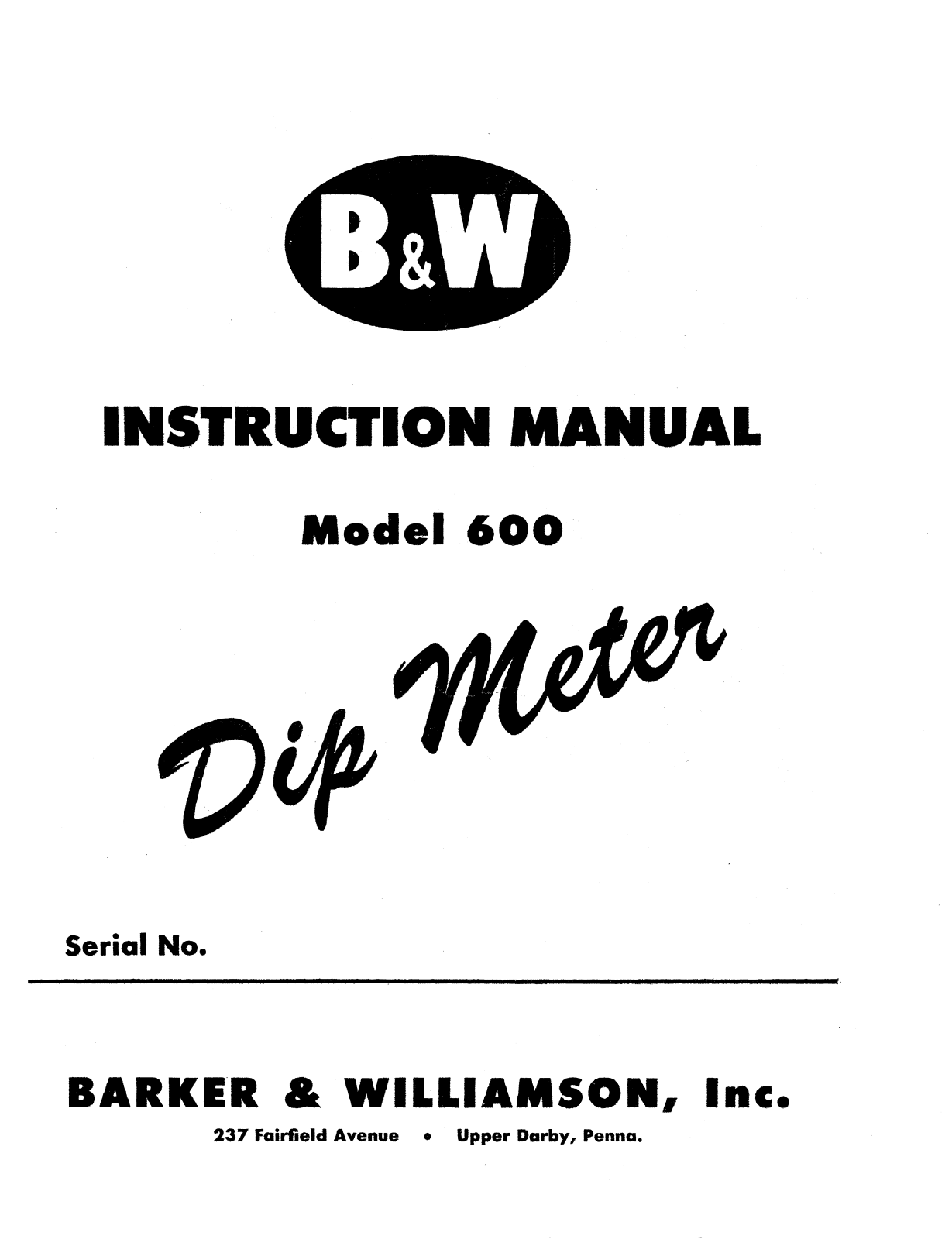 B&W 600,Dip,meter User guide - ManualMachine.com
