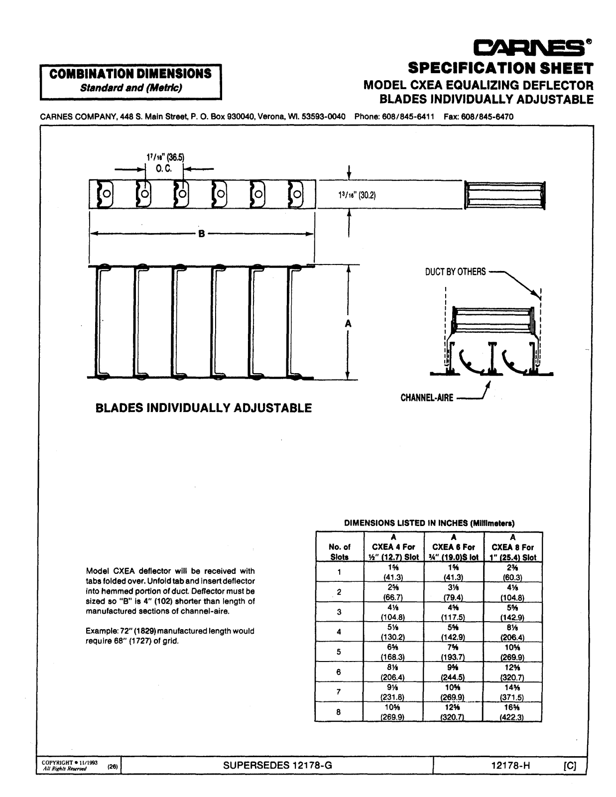 Carnes CXEA User Manual