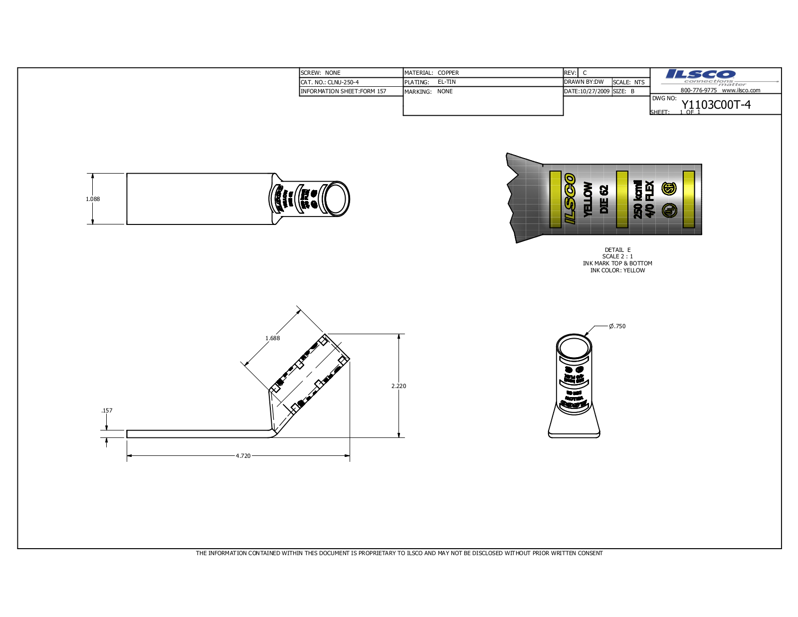 Ilsco CLNU-250-4 Data sheet