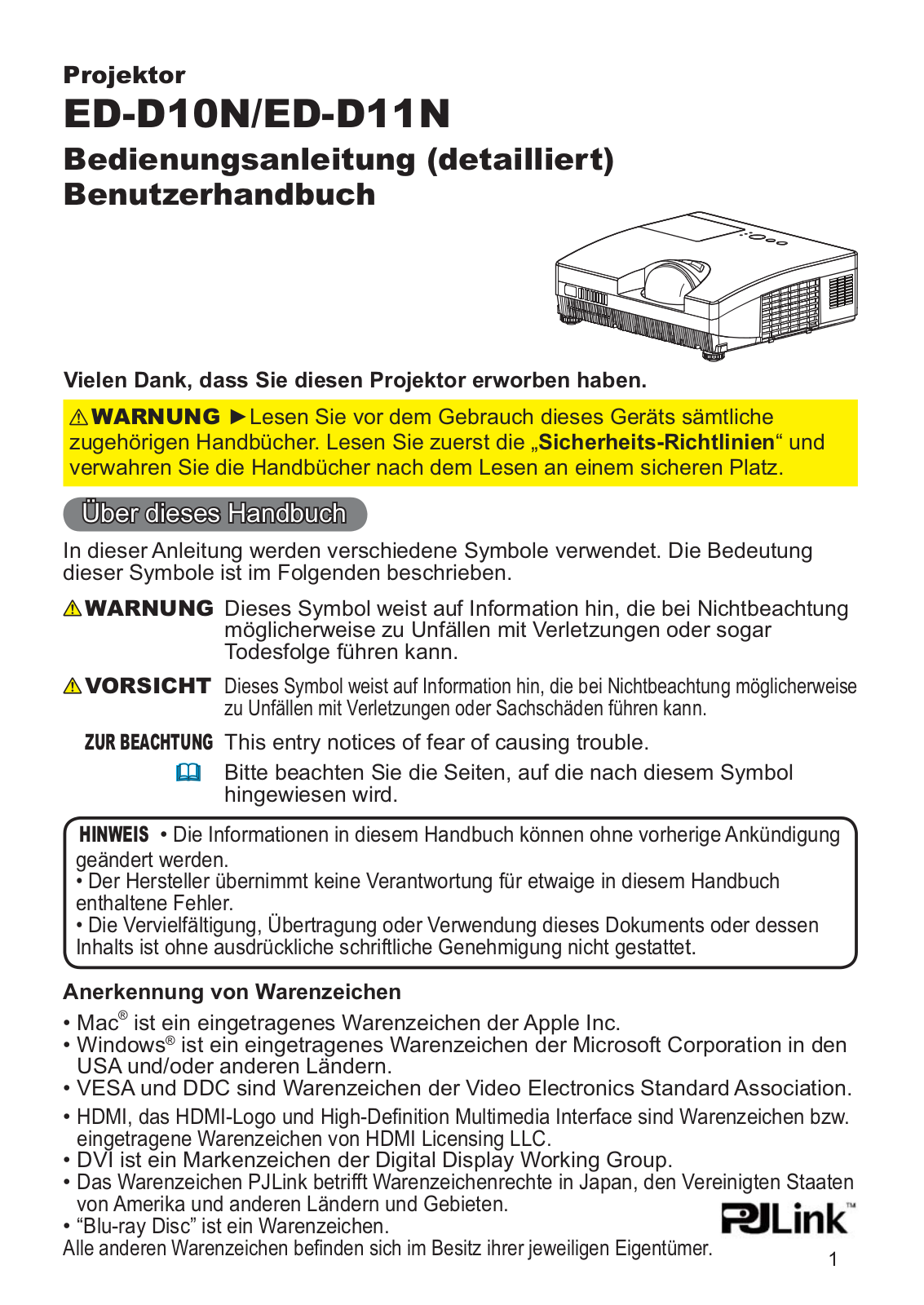 Hitachi ED-D10, ED-D11 User Manual