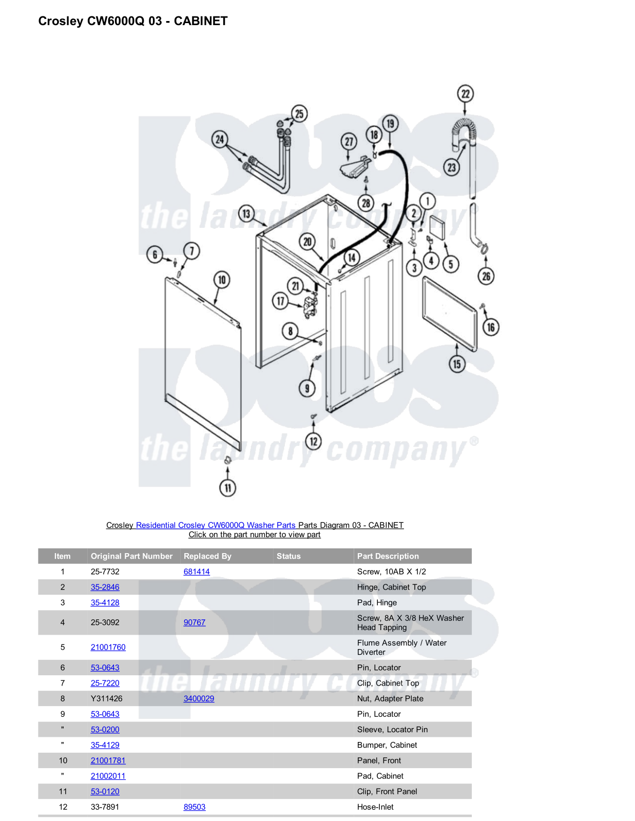 Crosley CW6000Q Parts Diagram