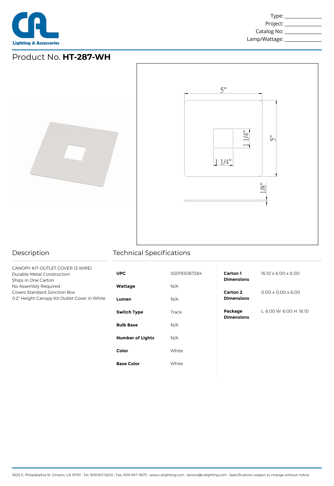 Cal Lighting CG10649 Specifications - ManualMachine.com