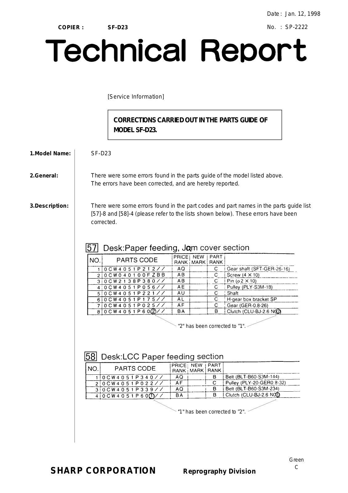 SHARP sp2222 Technical Report