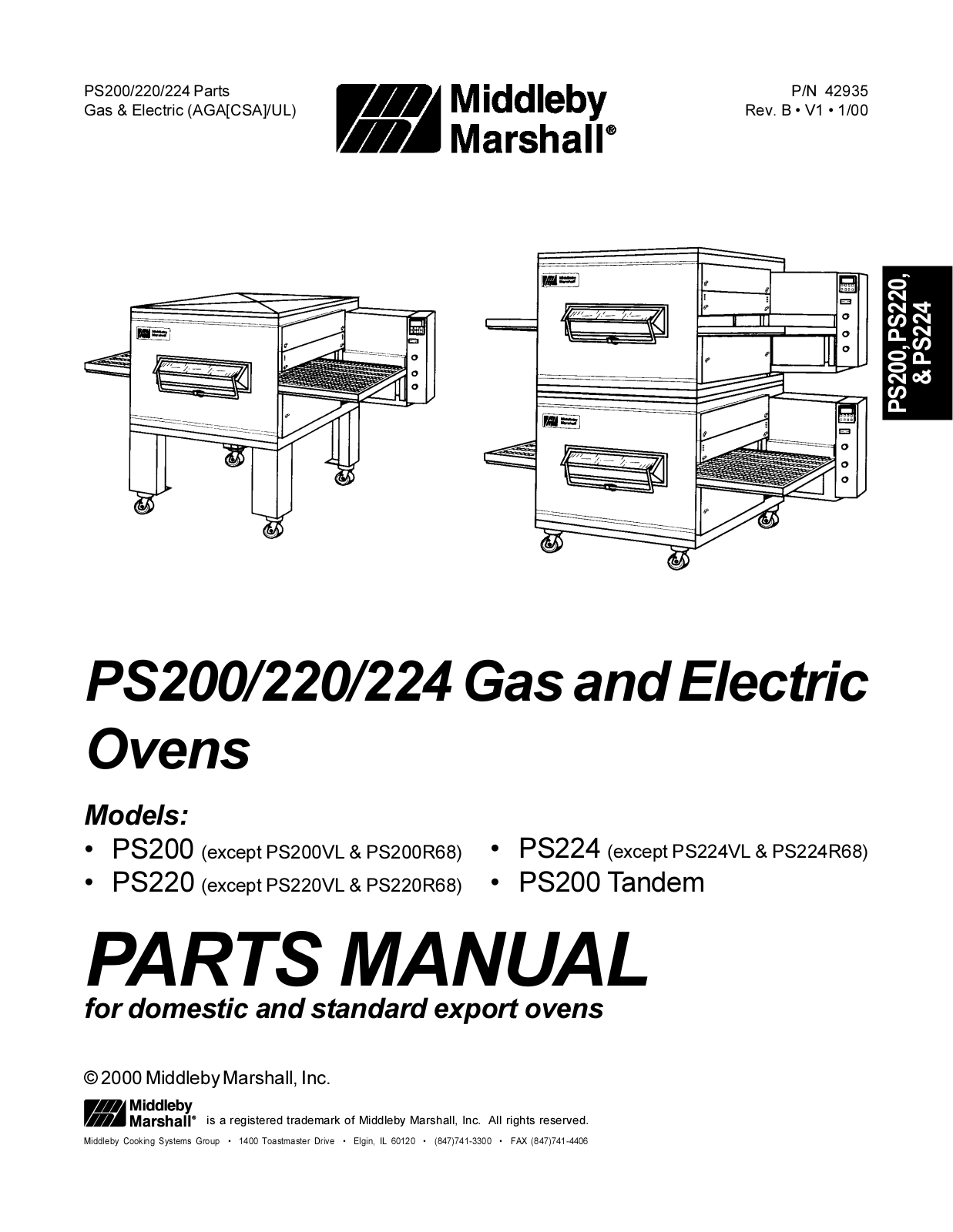 Middleby Marshall PS224 User Manual