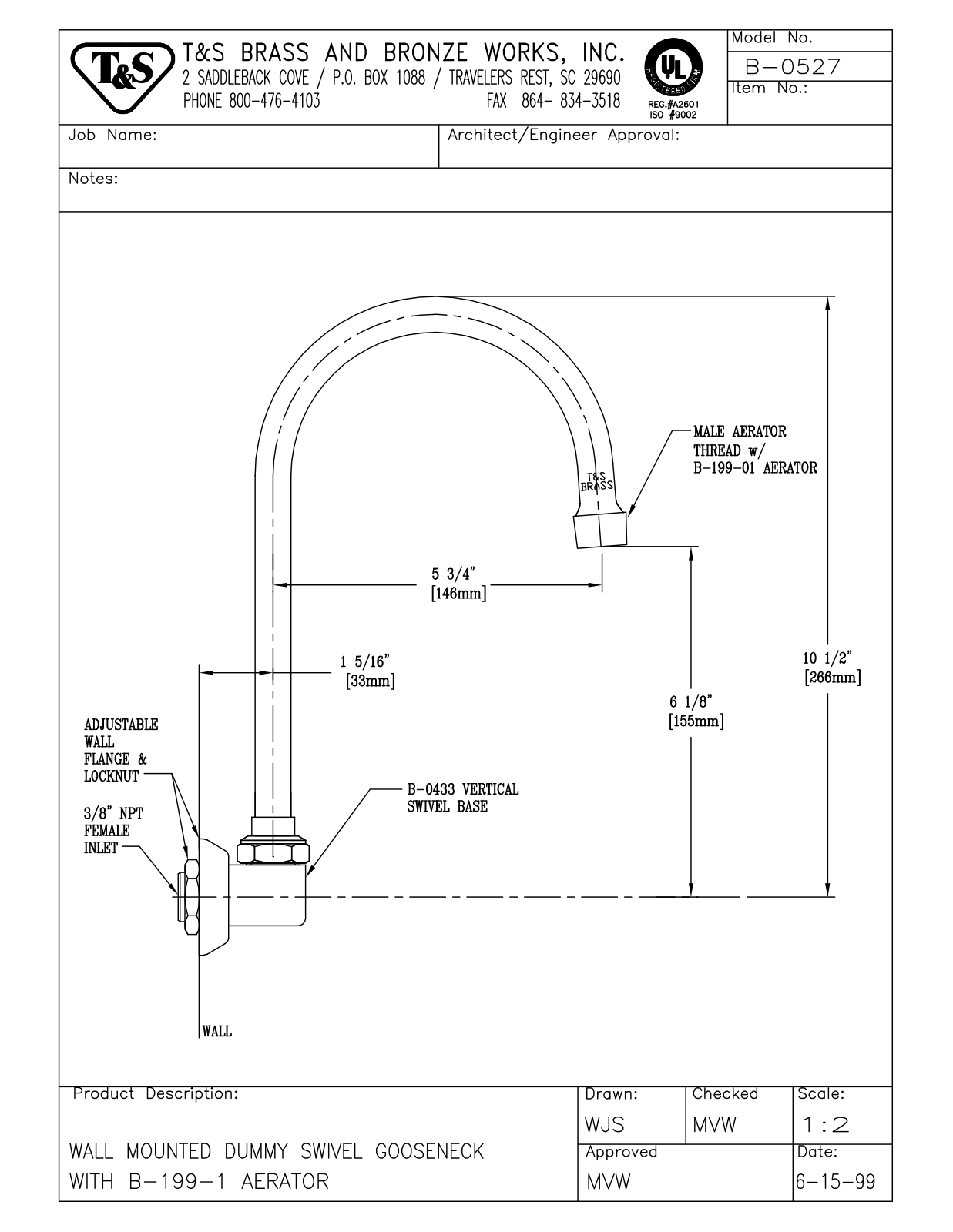 T & S Brass & Bronze Works B-0527 General Manual