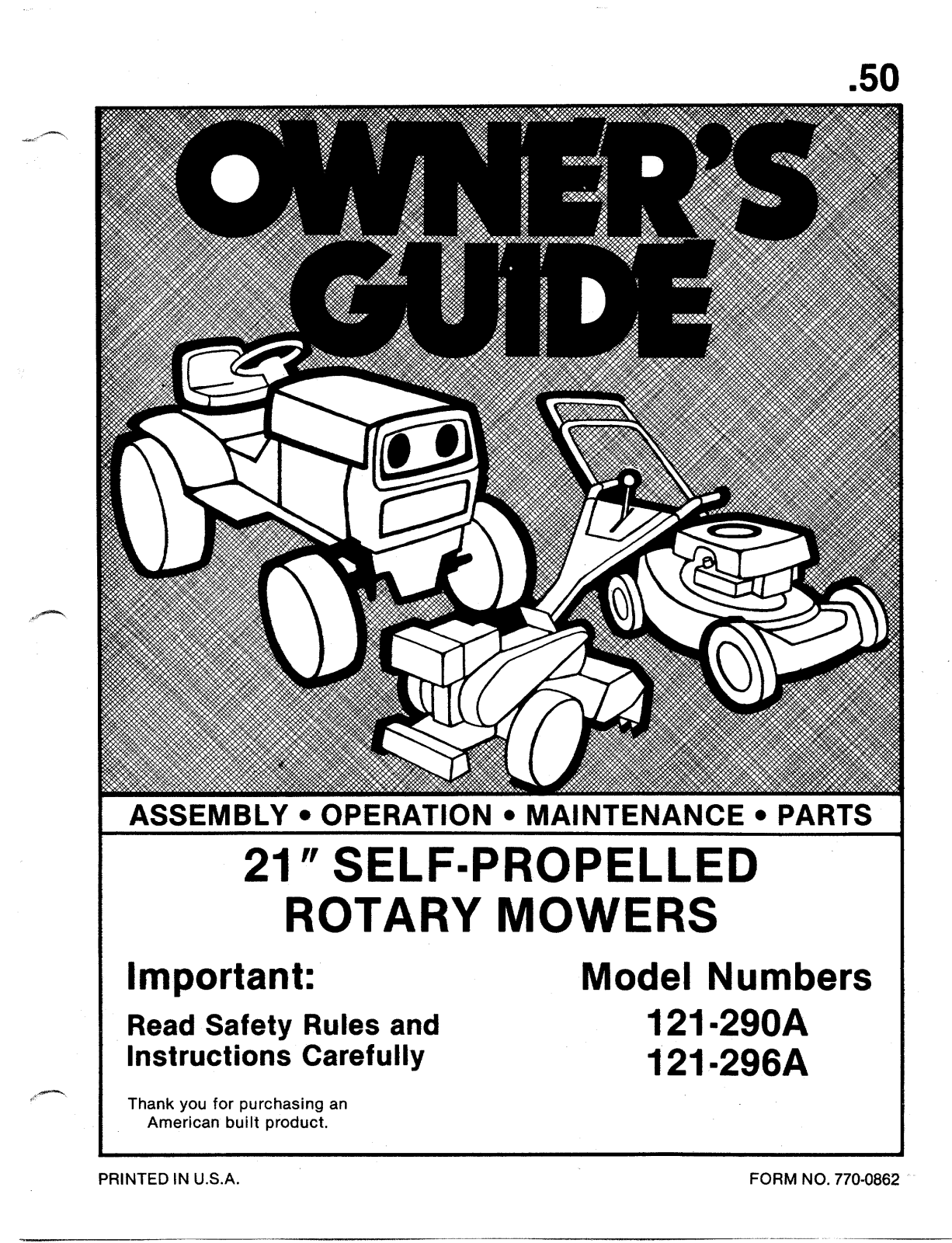 Mtd 121-290a, 121-296a user Manual