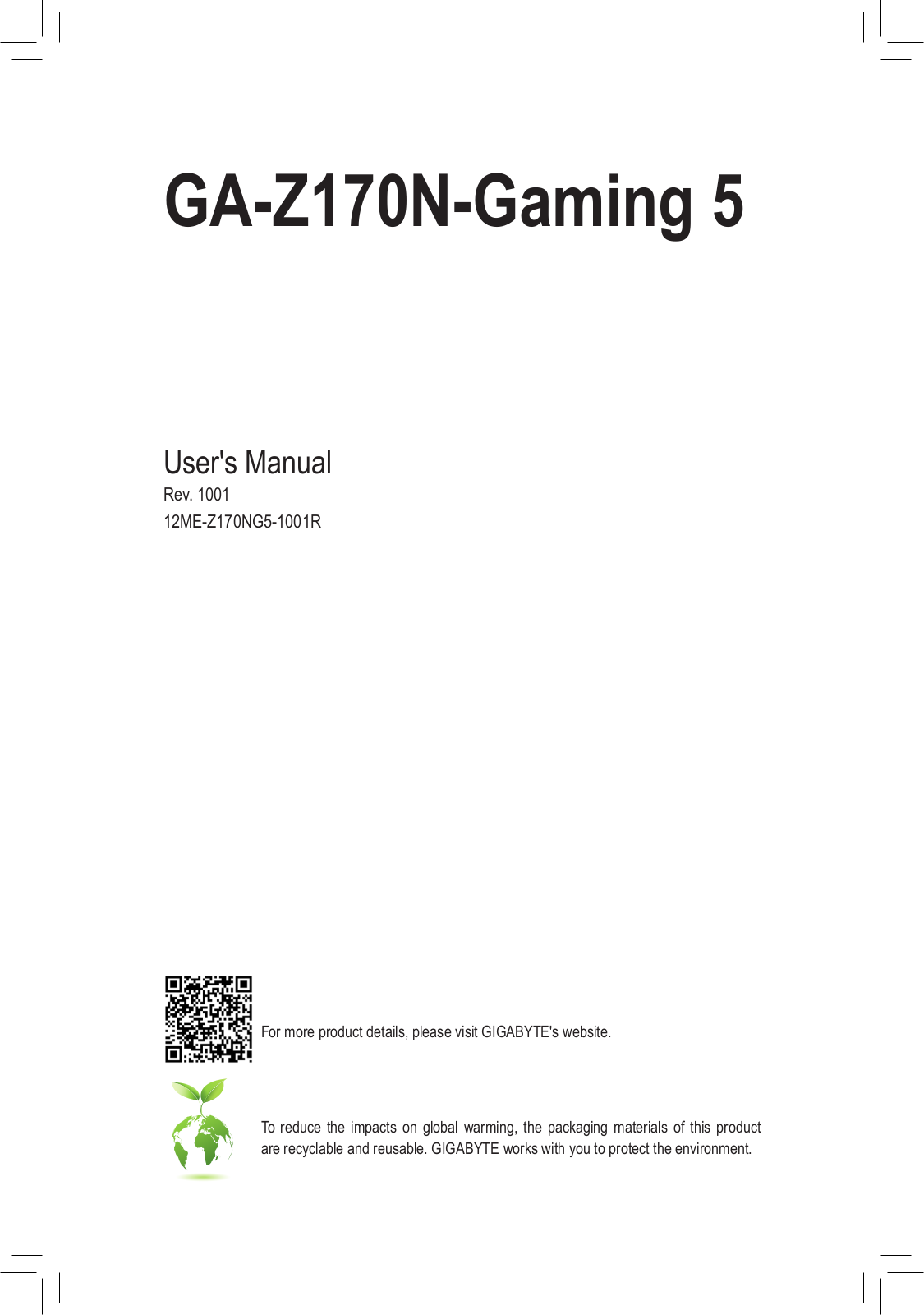 Gigabyte GA-Z170N-GAMING 5 User Manual