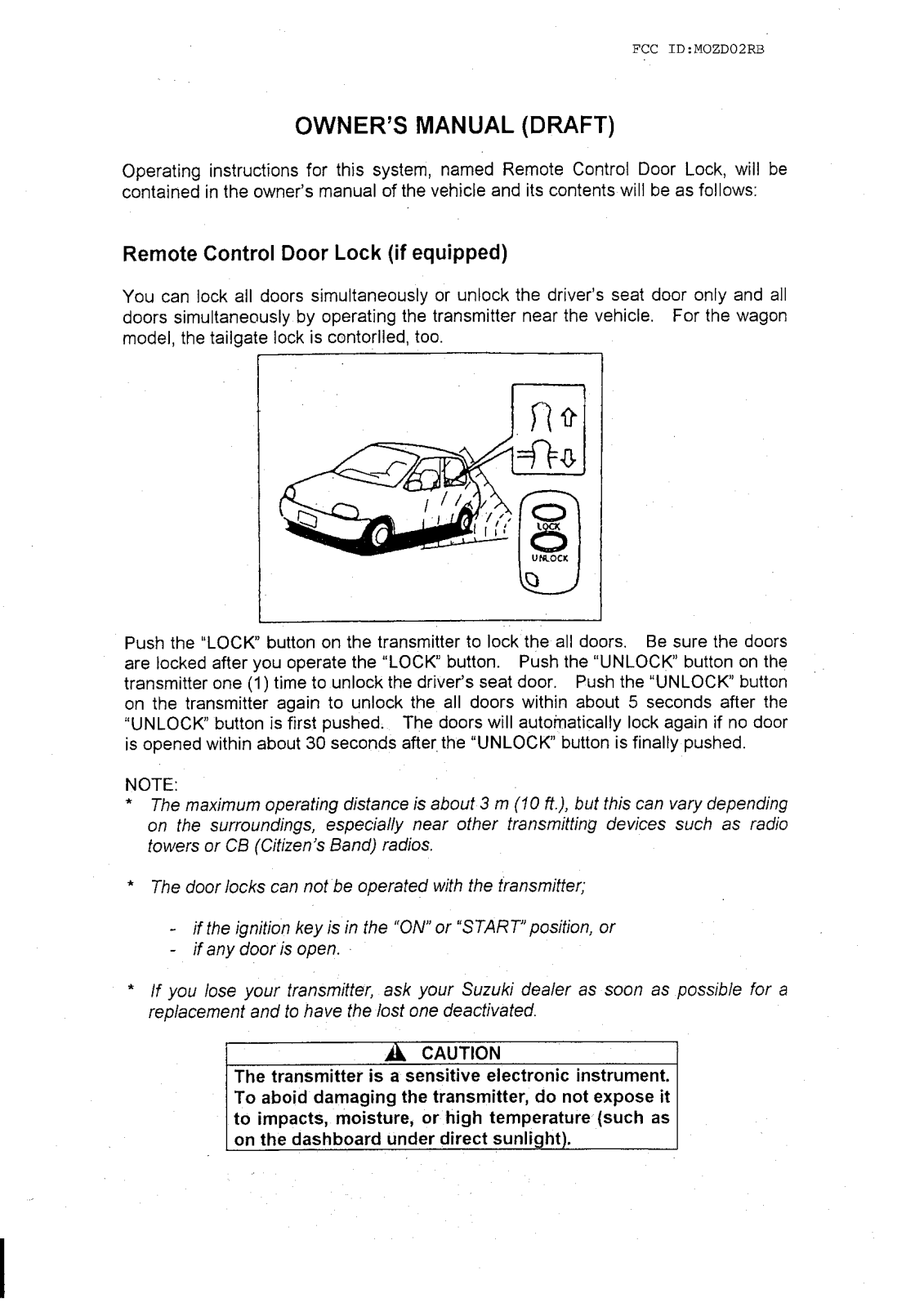 Tokai Rika Co D02RB User Manual