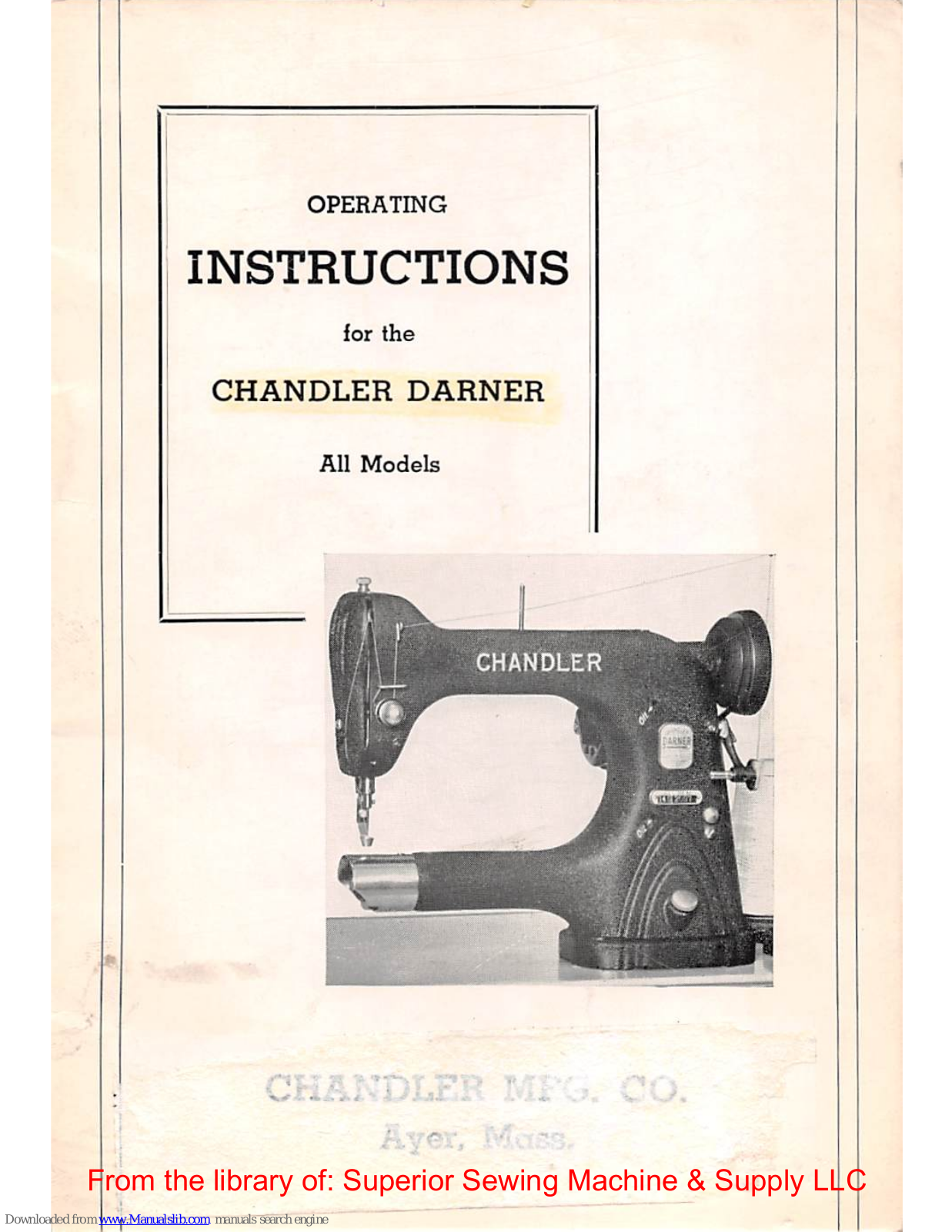 Chandler DARNER Operating Instructions Manual - ManualMachine.com