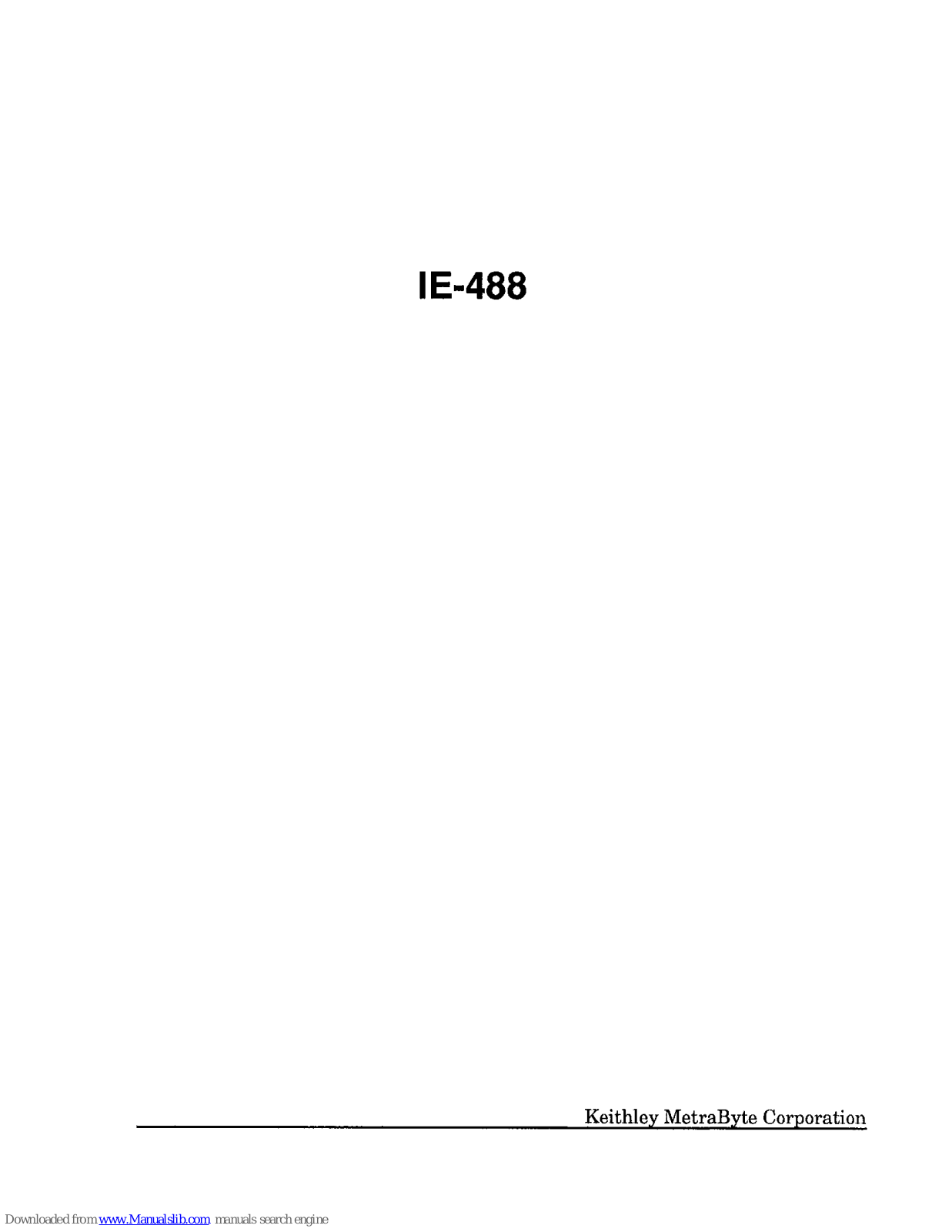 Keithley IE-488 User Manual - ManualMachine.com