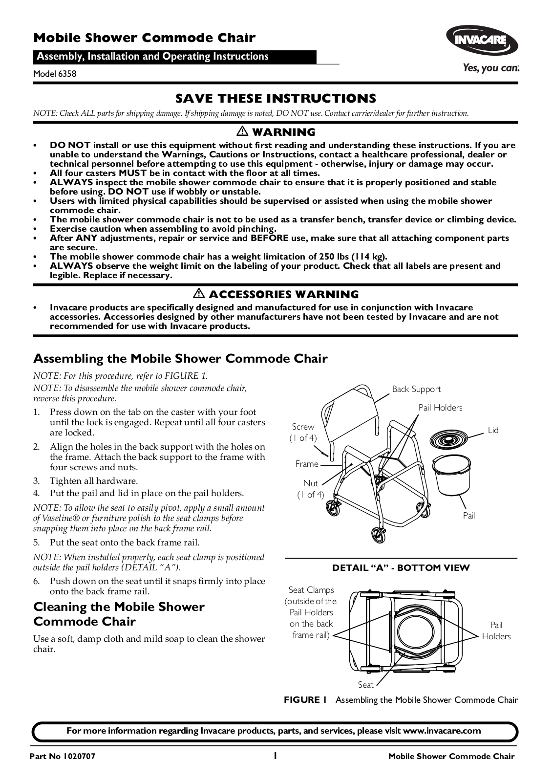 Invacare 6358 User Manual