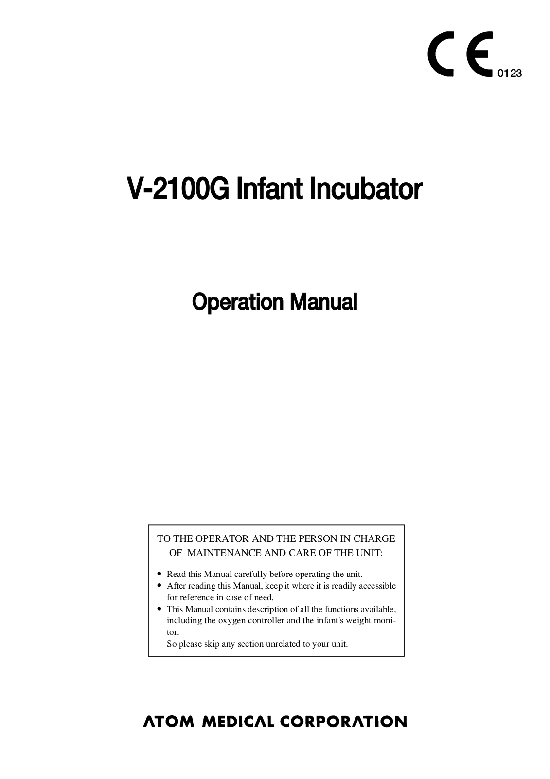 Atom V-2100G User manual