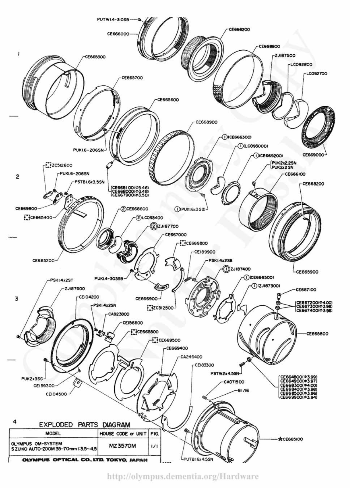 OLYMPUS 35-70mm f3.5-4.5 Service Manual