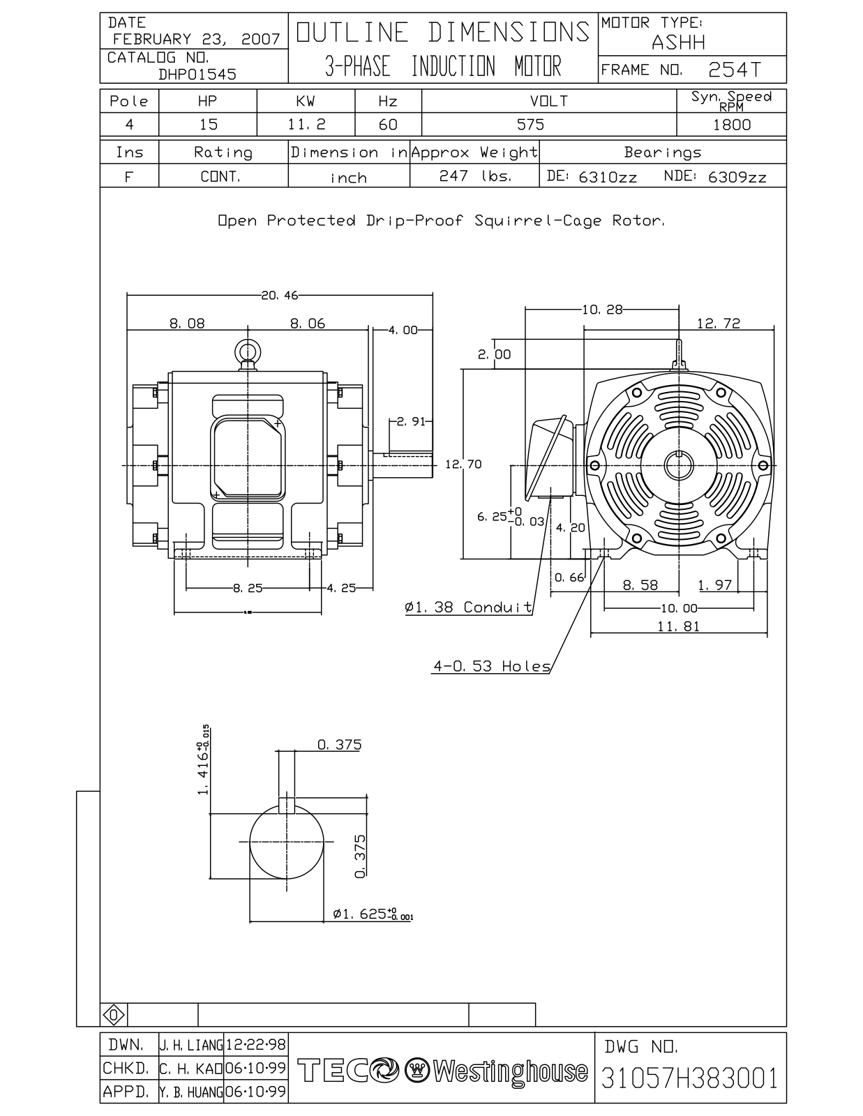 Teco DHP01545 Reference Drawing