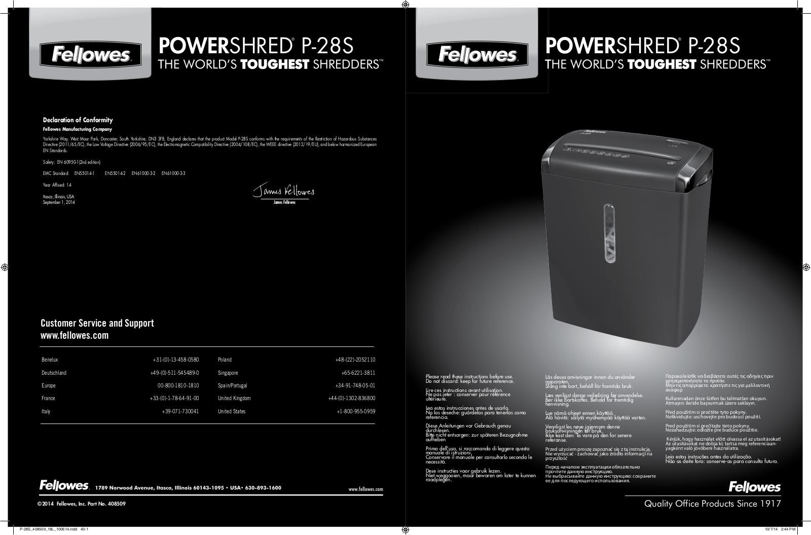 Fellowes Powershred P-28S User Manual